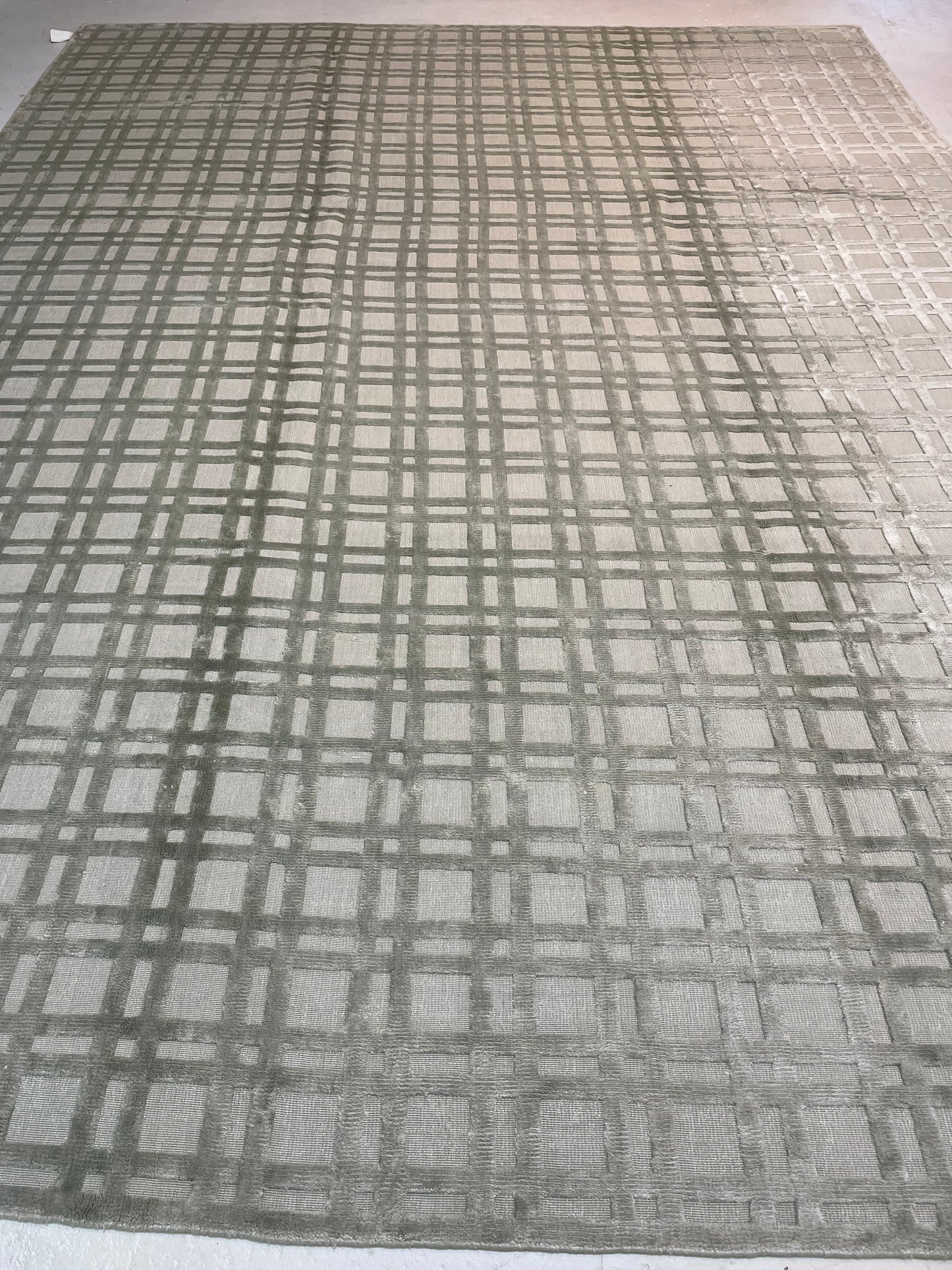 Hand-Knotted Wool Rug Indian Synthetic Silk 9'3" x 12'2"