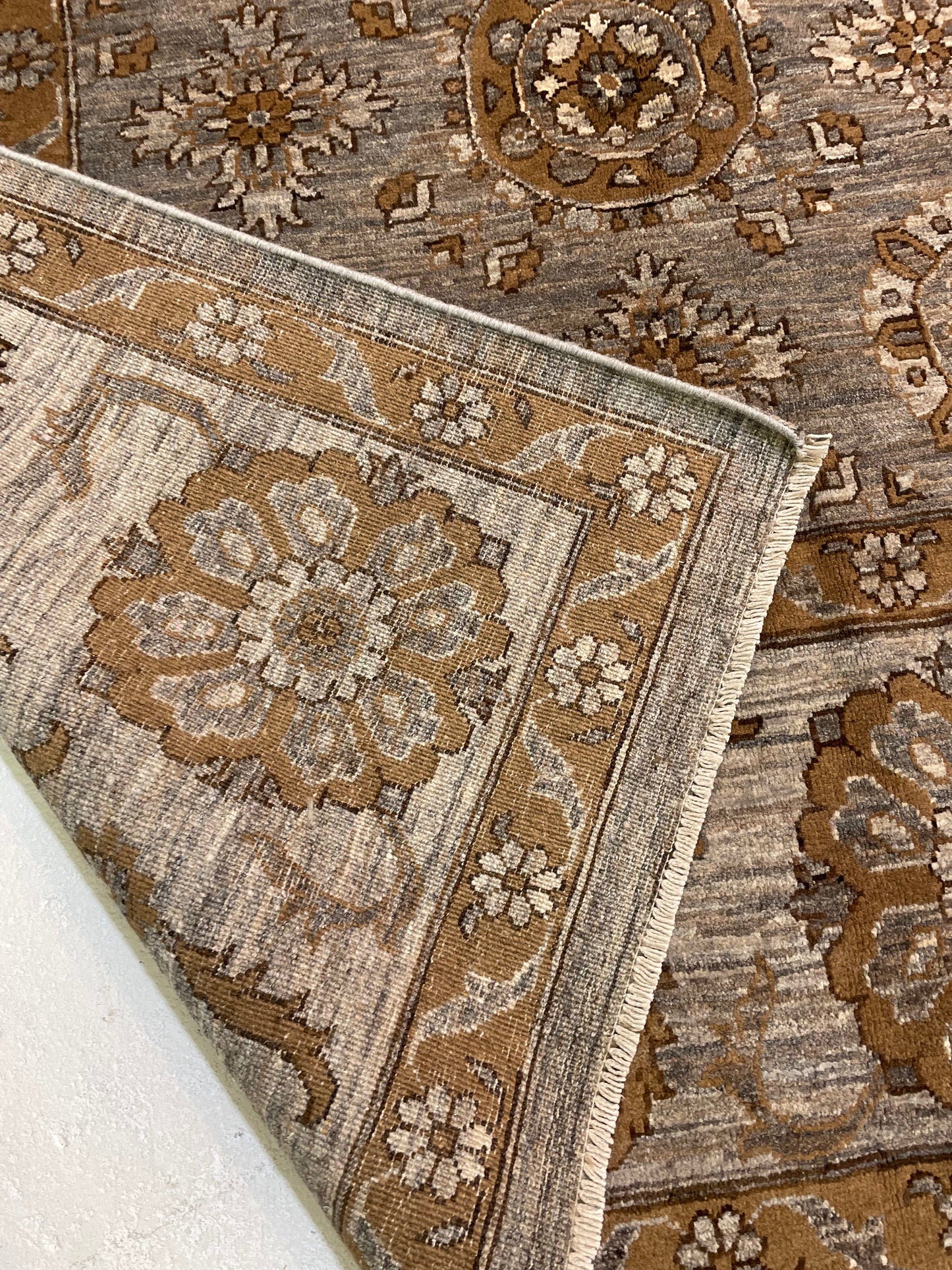 Hand-Knotted Wool Rug Turkish Oushak 9'4" x 12'2"