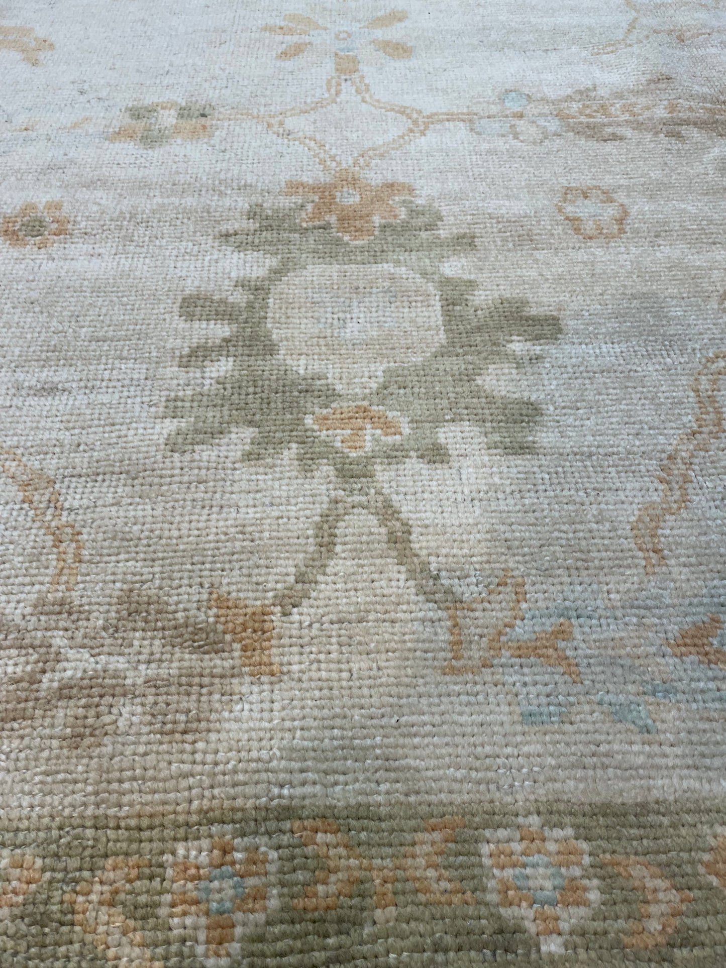 Hand-Knotted Wool Rug Turkish Oushak 9' x 12'8"