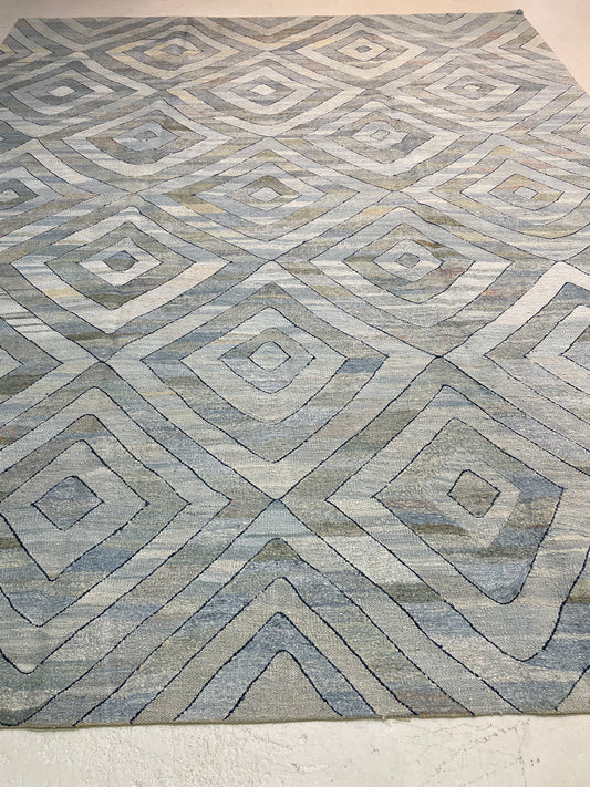 Hand-Knotted Wool Rug Turkish Oushak 9'1" x 11'2"