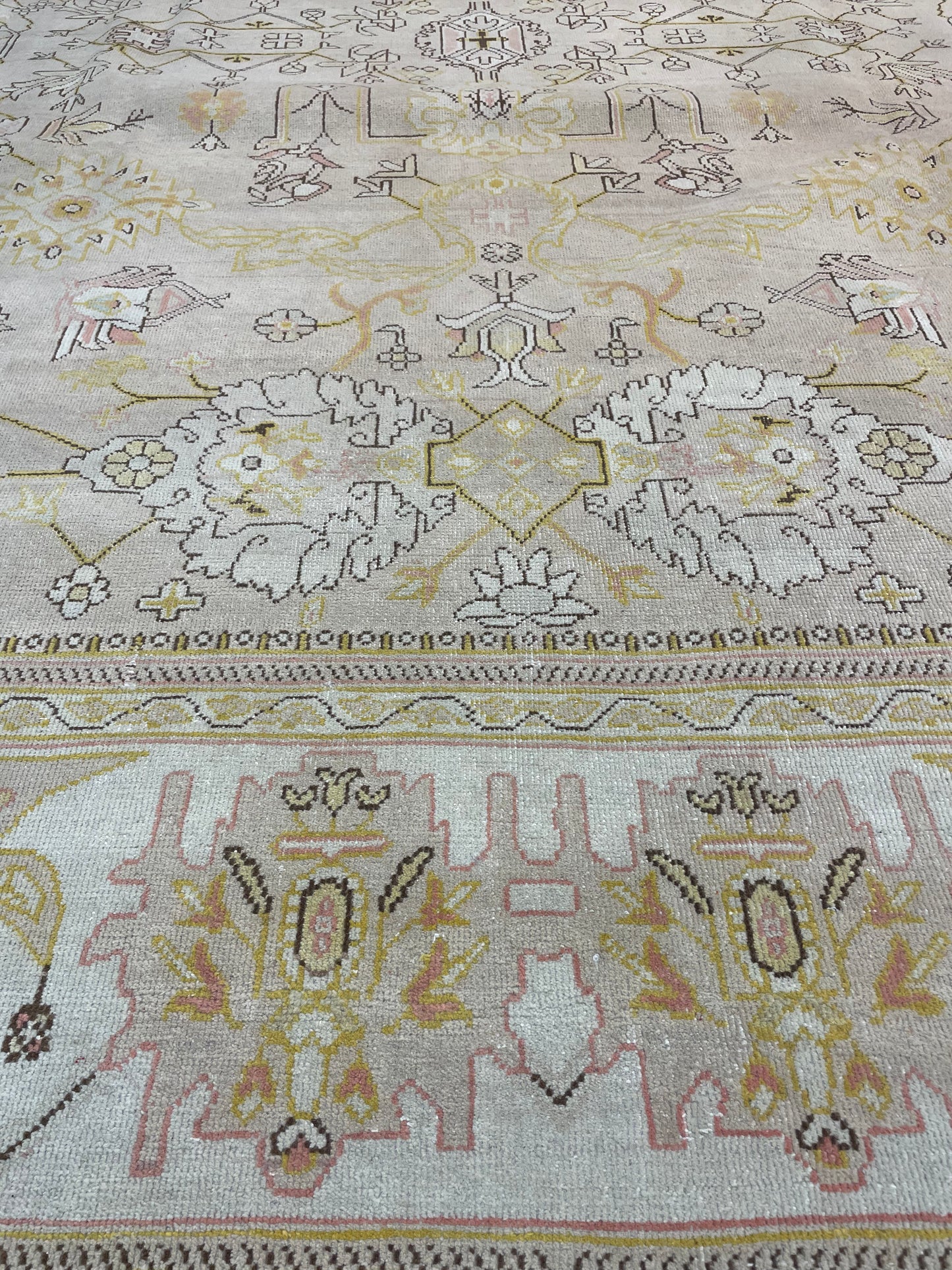 Hand-Knotted Wool Rug Turkish Oushak 9' x 11'8"