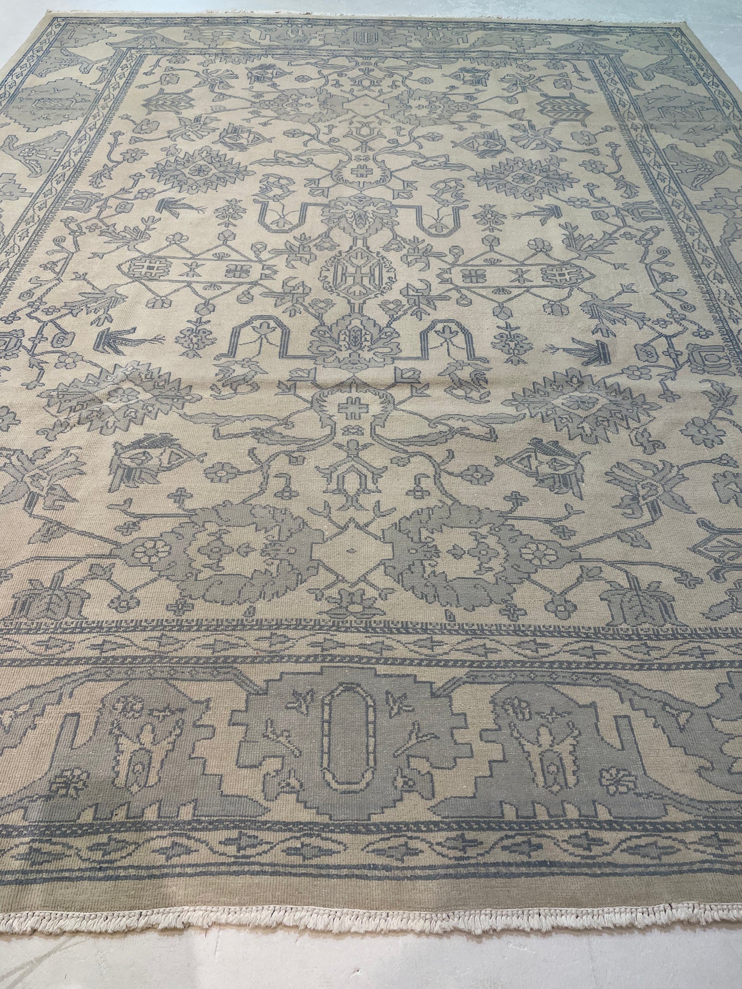 Hand-Knotted Wool Rug Turkish Oushak 8'1" x 9'11"