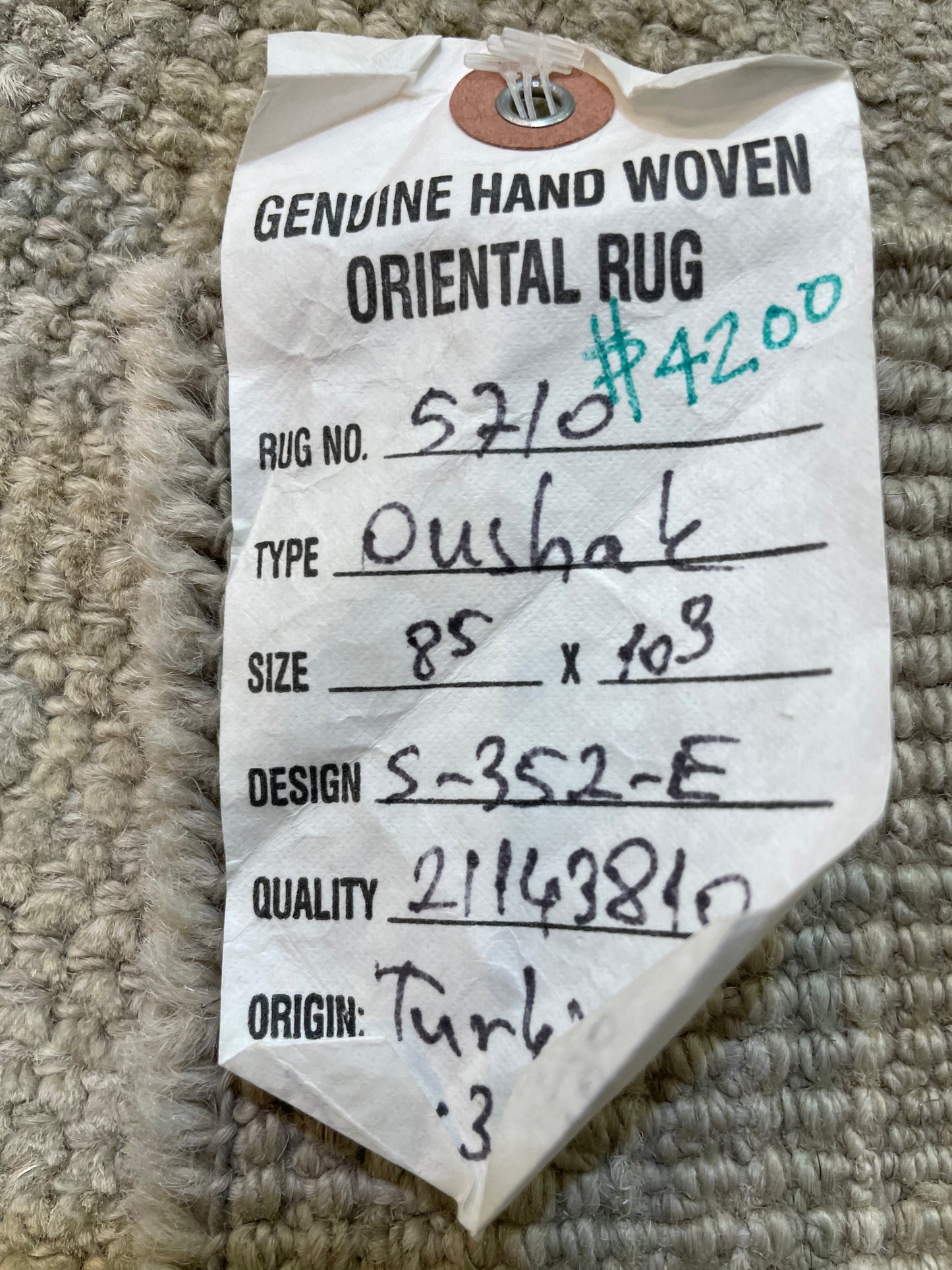 Hand-Knotted Wool Rug Turkish Oushak 8'5" x 10'3"