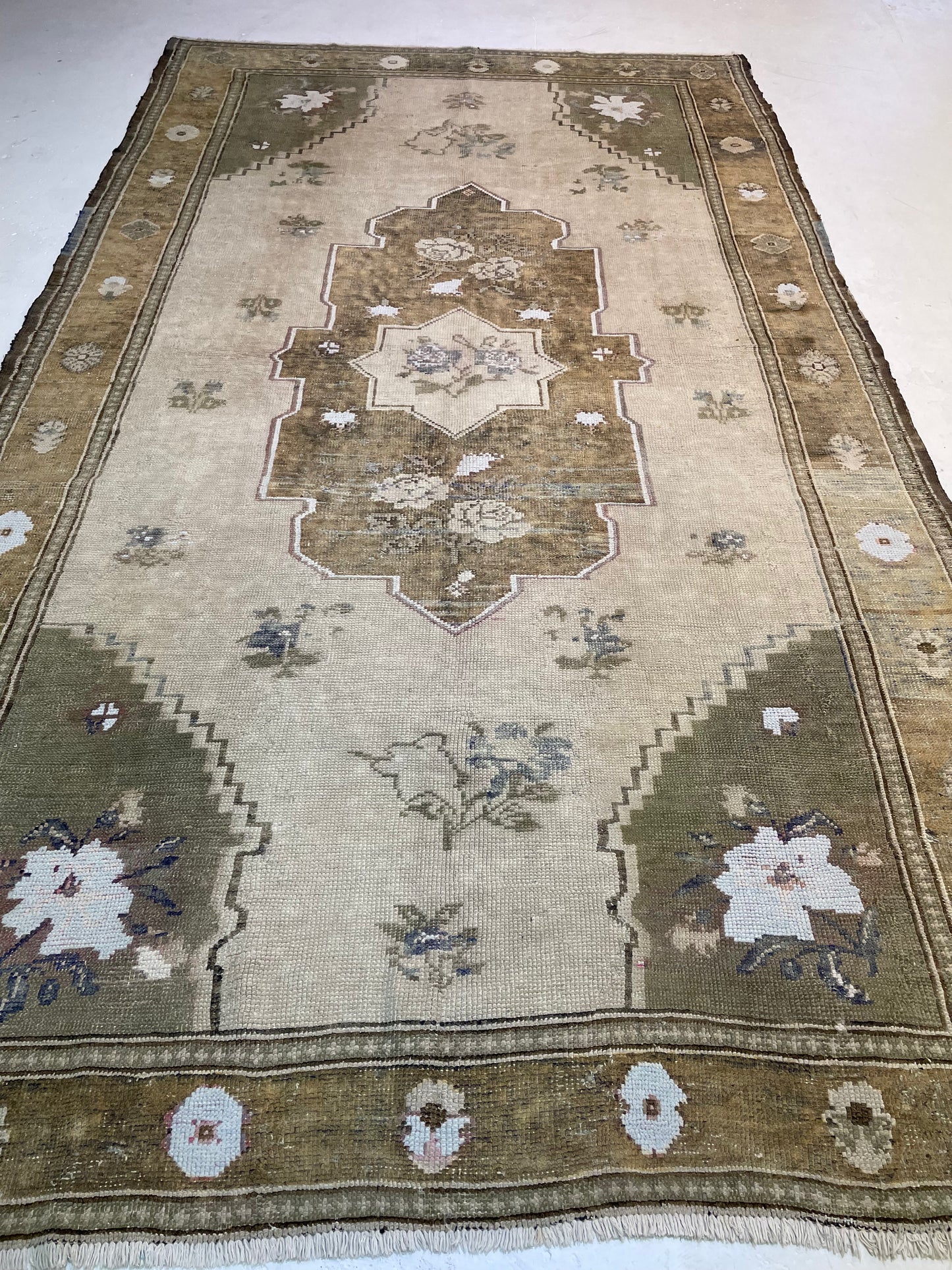 Hand-Knotted Wool Gallery Size Turkish Oushak 6'6" x 11'4"