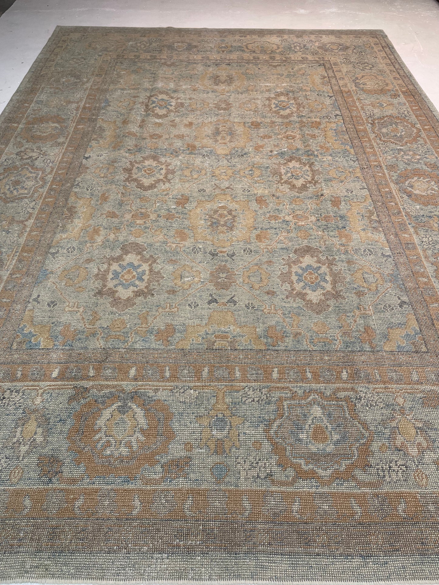 Hand-Knotted Wool Rug Turkish Oushak 8'8" x 12'3"