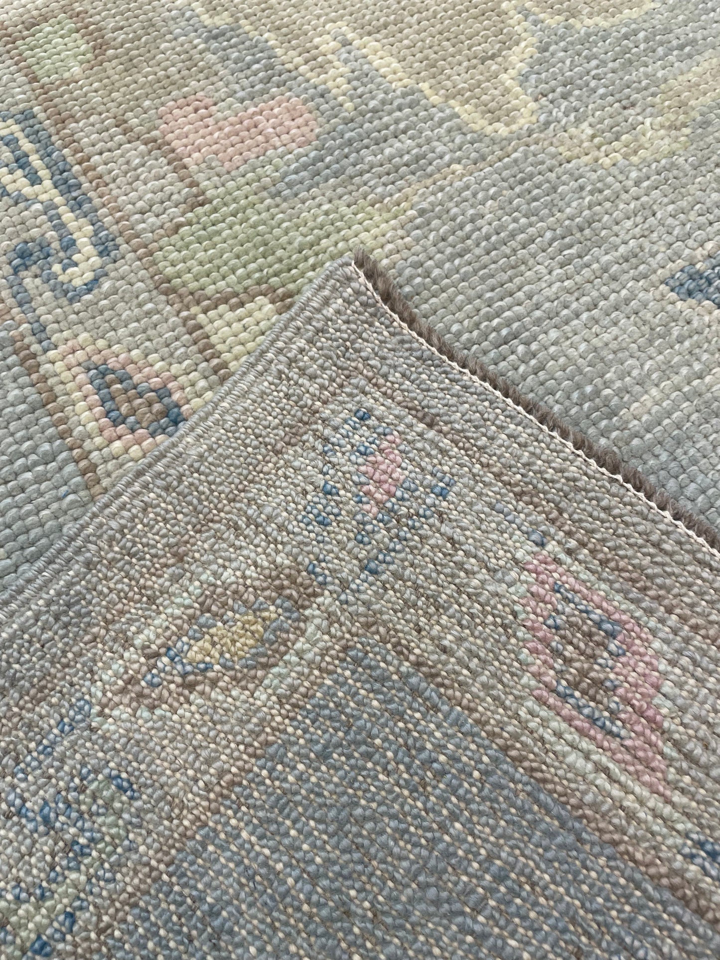 Hand-Knotted Wool Rug Turkish Oushak 8'8" x 11'11"