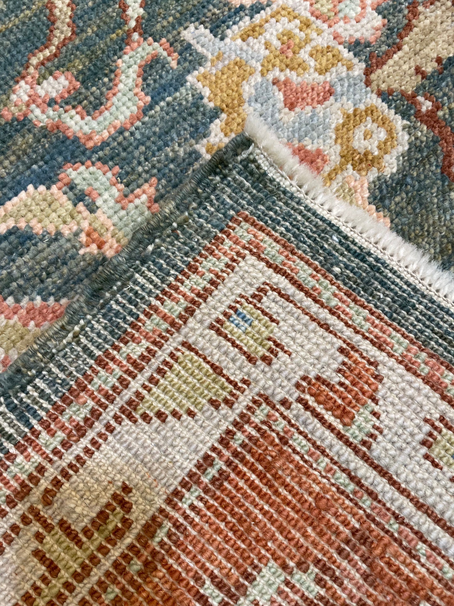 Hand-Knotted Wool Rug Turkish Oushak 7' x 10'