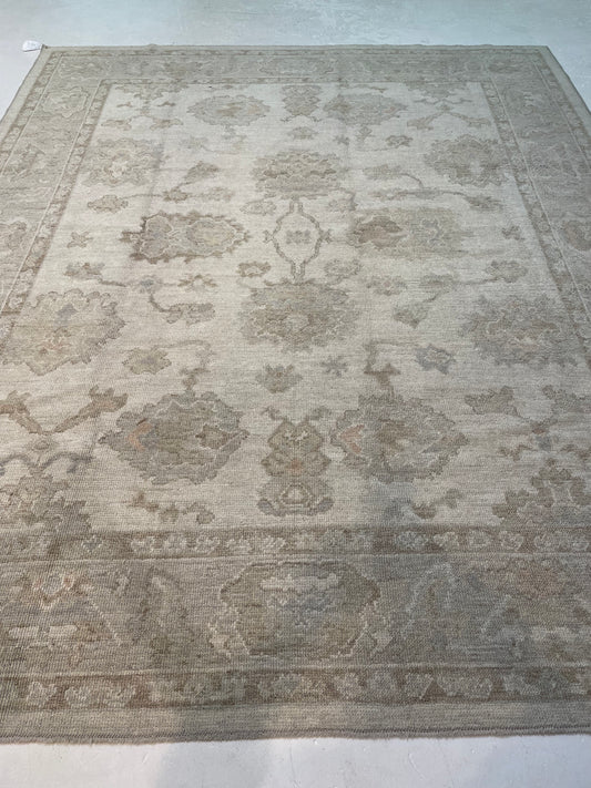 Hand-Knotted Wool Rug Turkish Oushak 8'3" x 9'10"