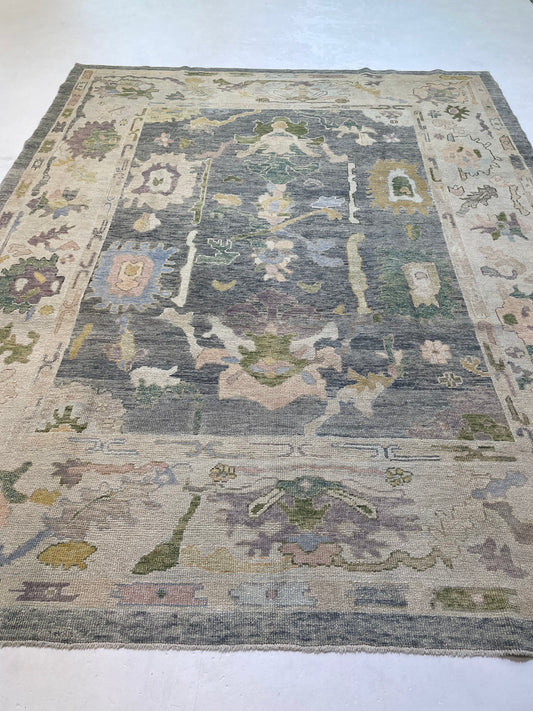 Hand-Knotted Wool Rug Turkish Oushak 8'5" x 10'5"