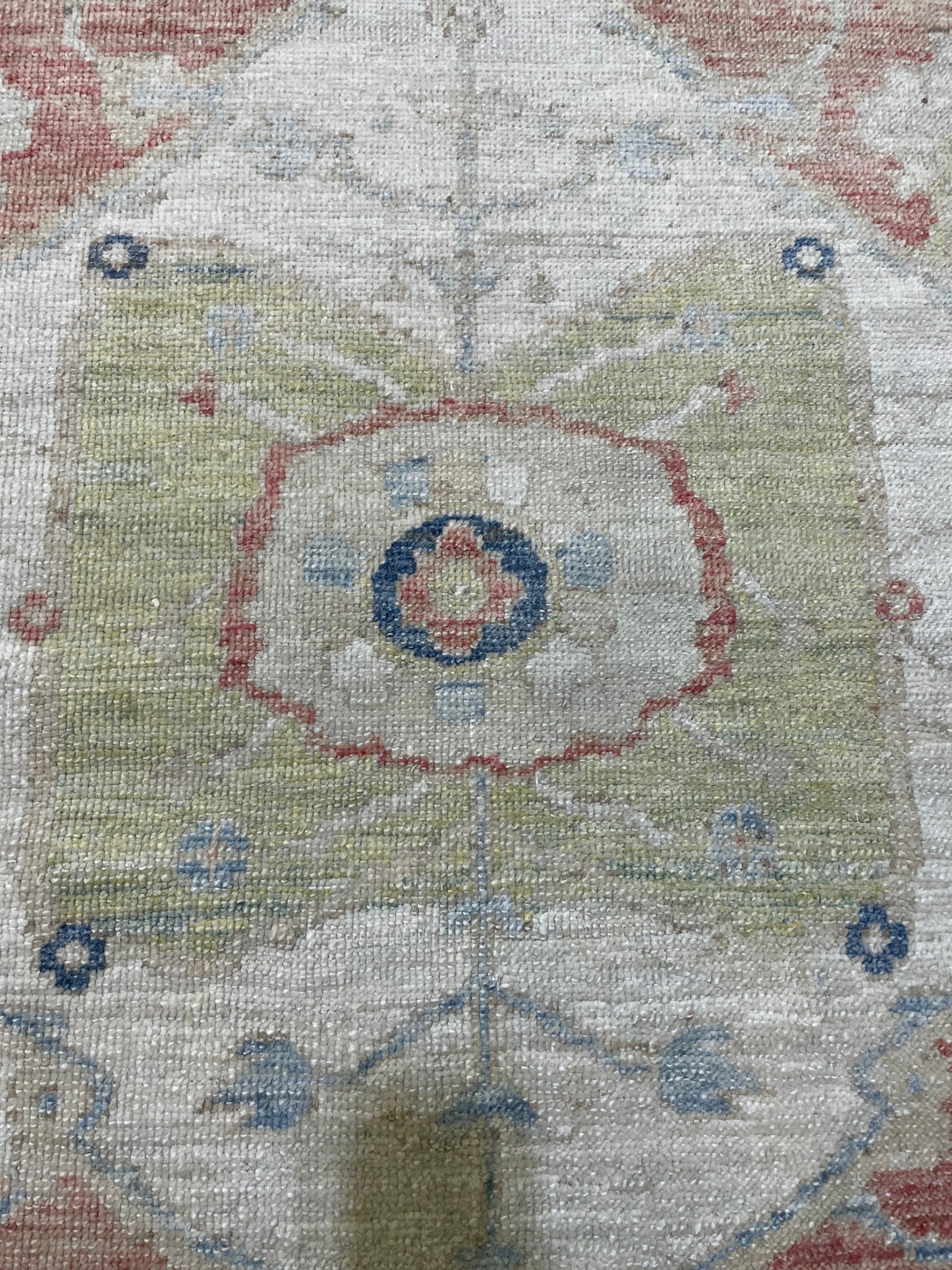 Hand-Knotted Wool Rug Serpai Design Turkish Oushak 9'1" x 11'7"