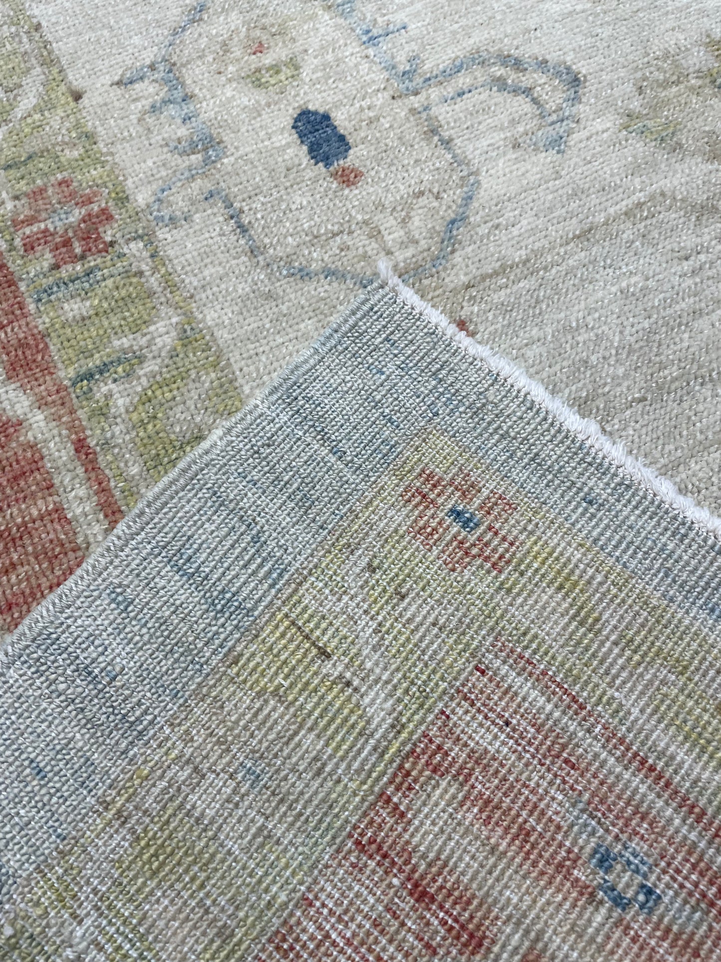 Hand-Knotted Wool Rug Serpai Design Turkish Oushak 9'1" x 11'7"