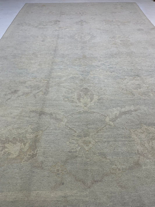 Hand-Knotted Wool Rug Turkish Oushak 7'11" x 12'5"