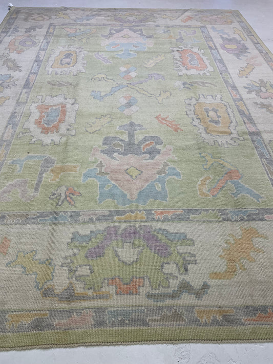 Hand-Knotted Wool Rug Turkish Oushak 8'10" x 11'6"