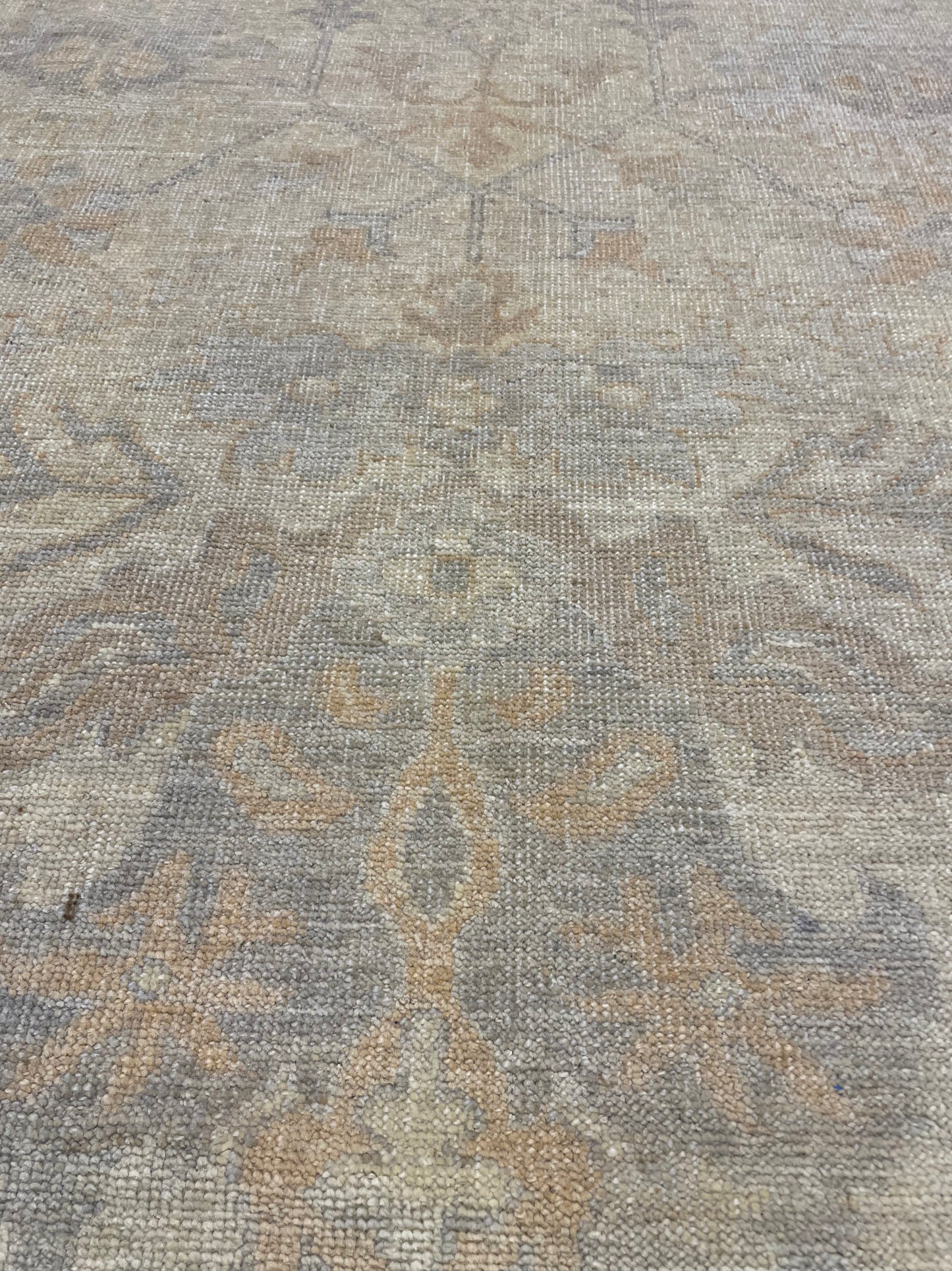 Hand-Knotted Wool Rug Turkish Oushak 9' x 12'