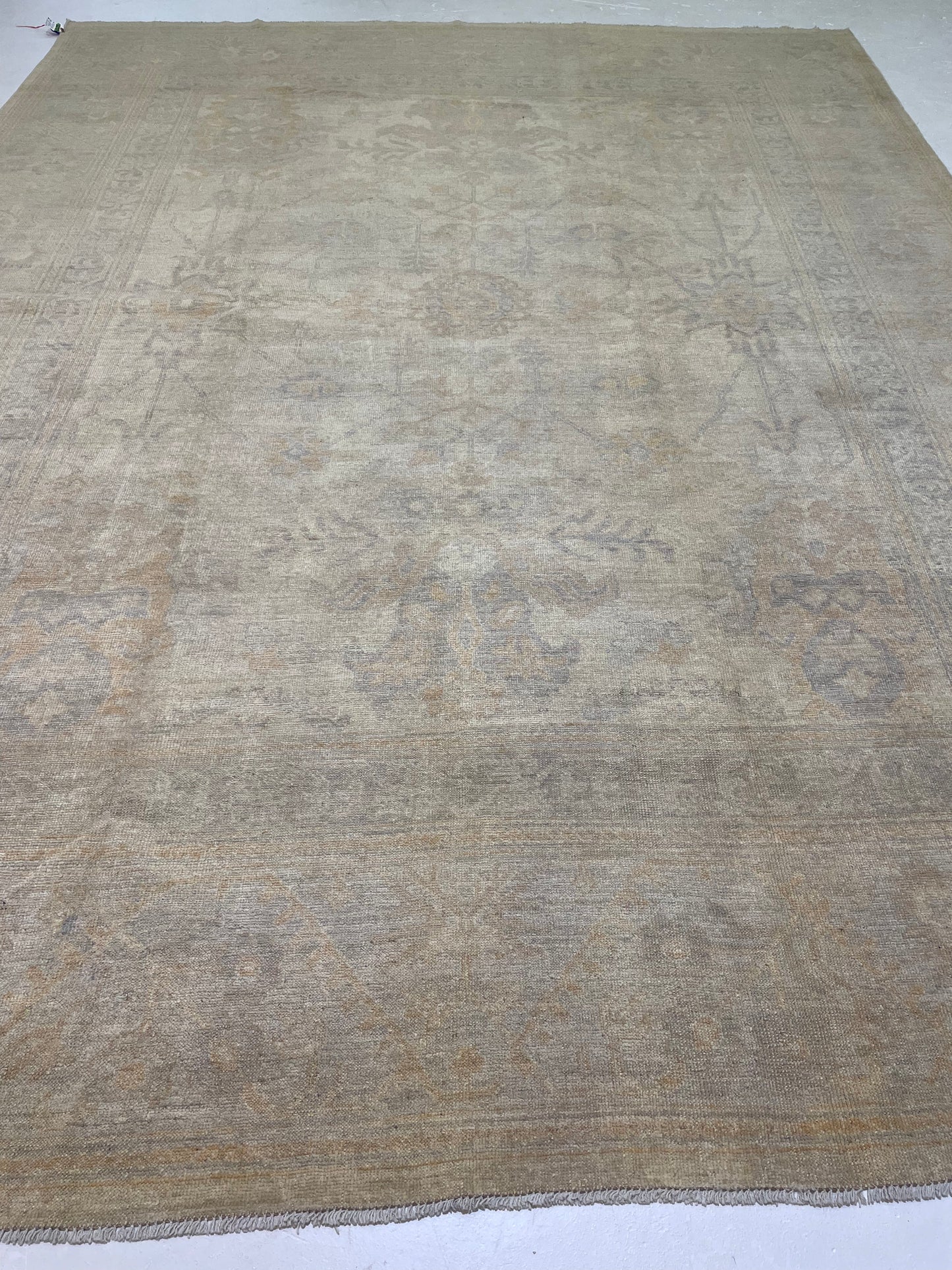 Hand-Knotted Wool Rug Turkish Oushak 9' x 12'