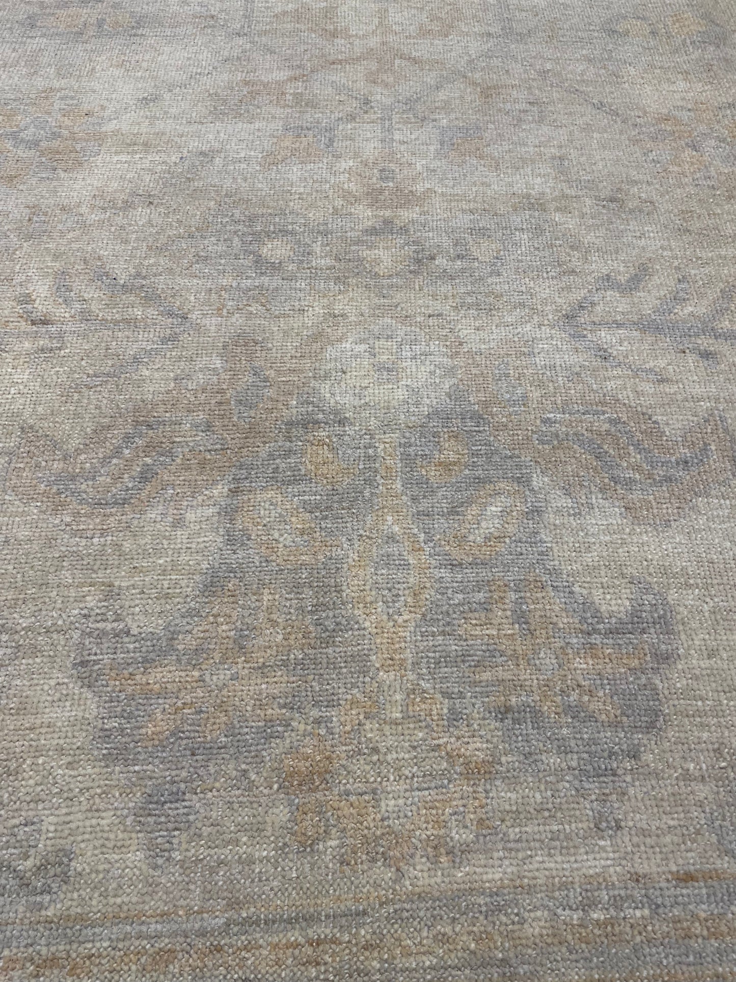 Hand-Knotted Wool Rug Turkish Oushak 9' x 12'