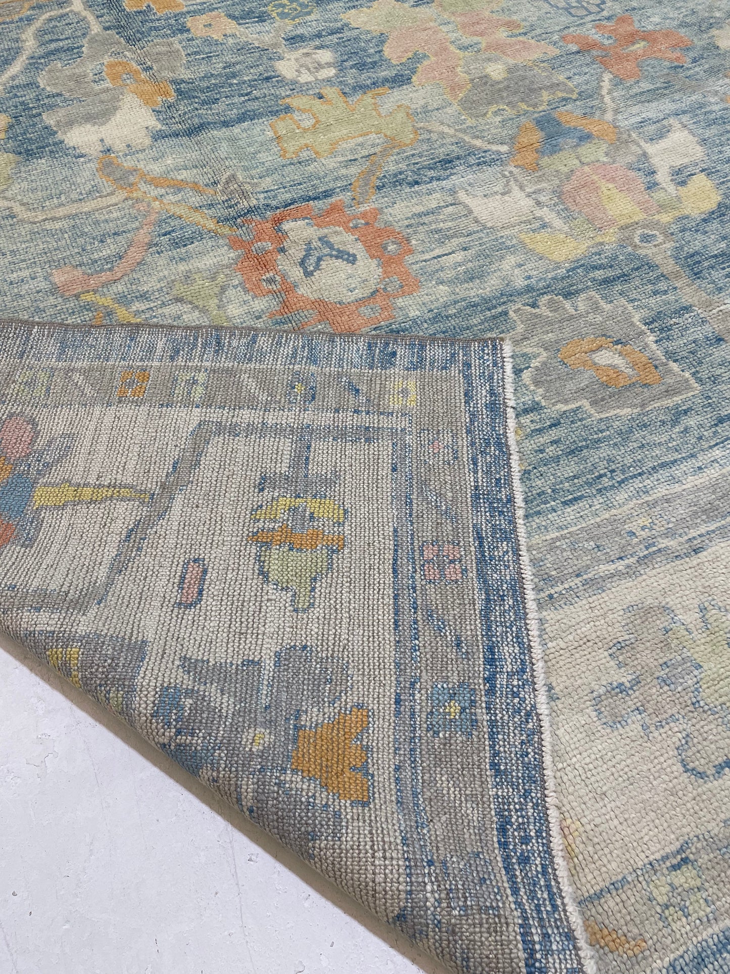 Hand-Knotted Wool Rug Turkish Oushak 9'9" x 12'4"