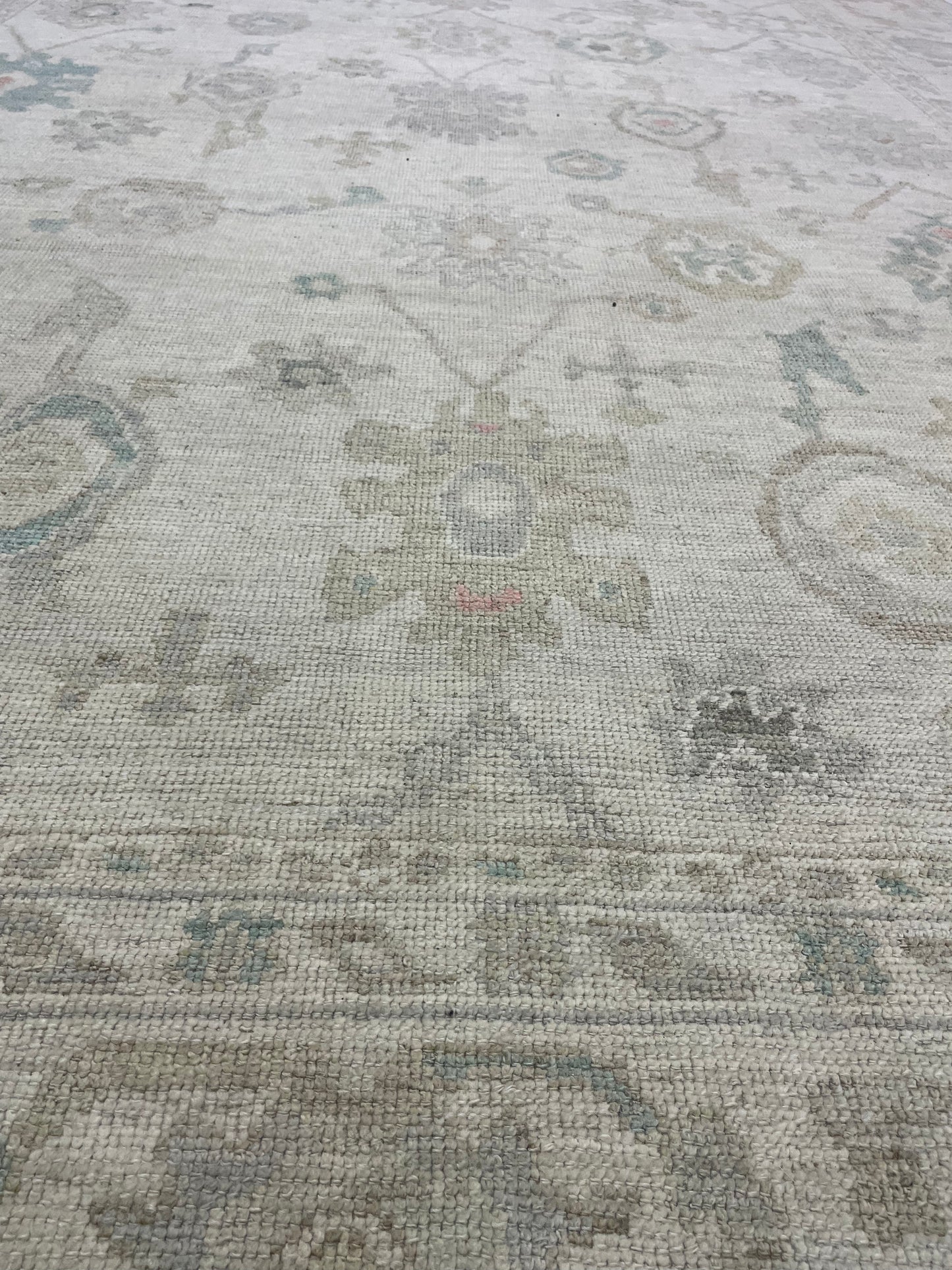 Hand-Knotted Wool Rug Turkish Oushak 9'3" x 12'3"