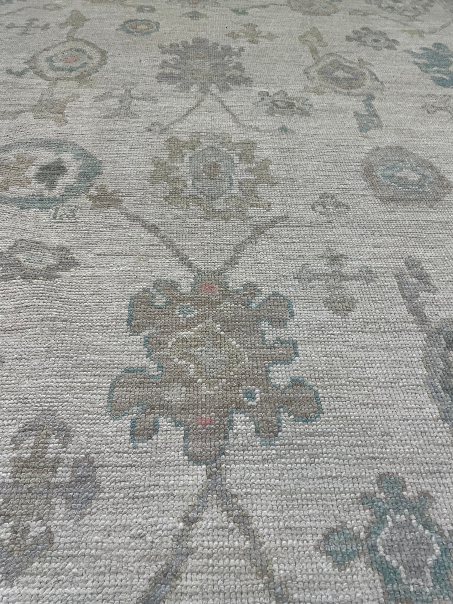 Hand-Knotted Wool Rug Turkish Oushak 9'3" x 12'3"