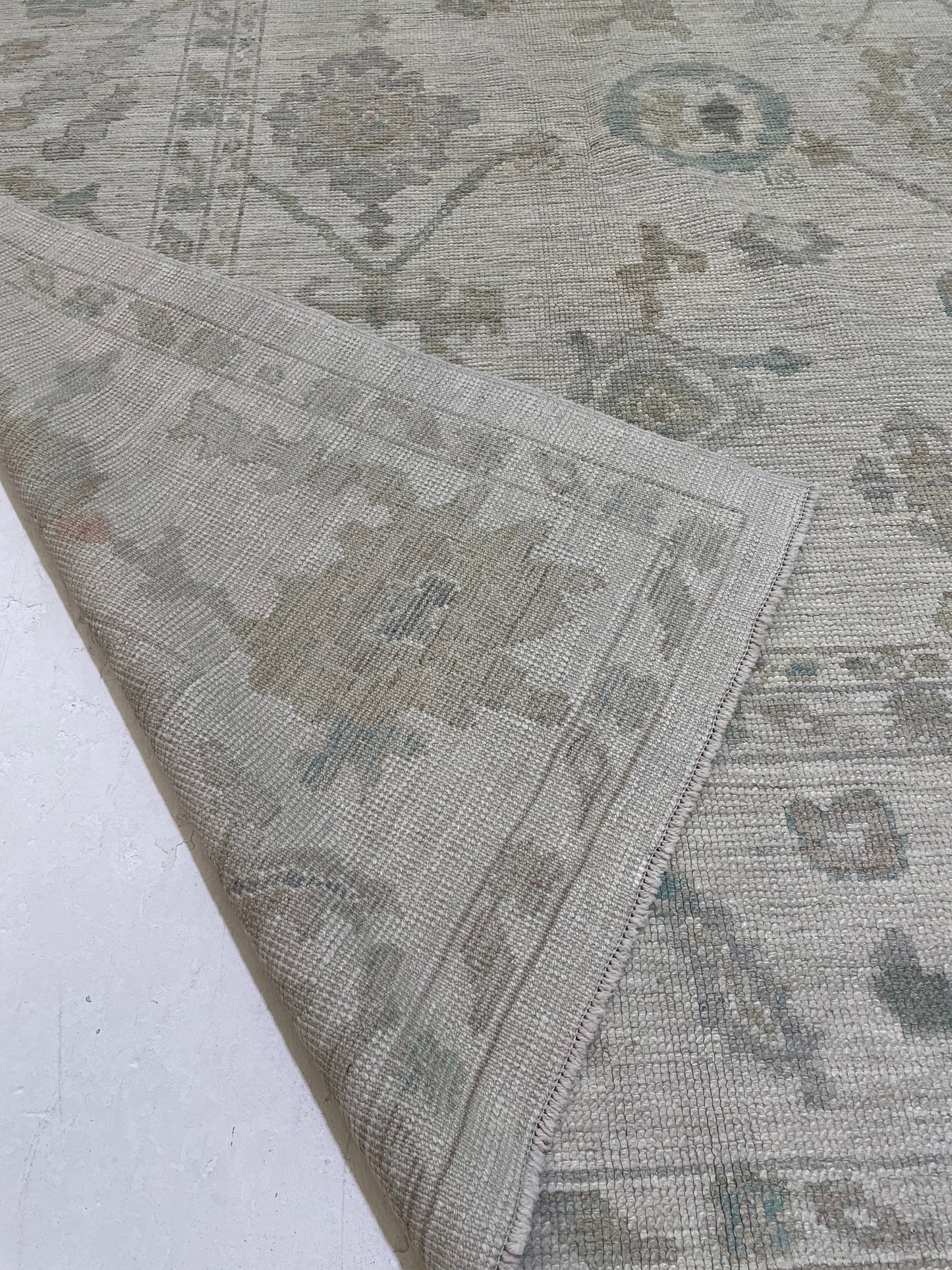 Hand-Knotted Wool Rug Turkish Oushak 9'3" x 12'3"