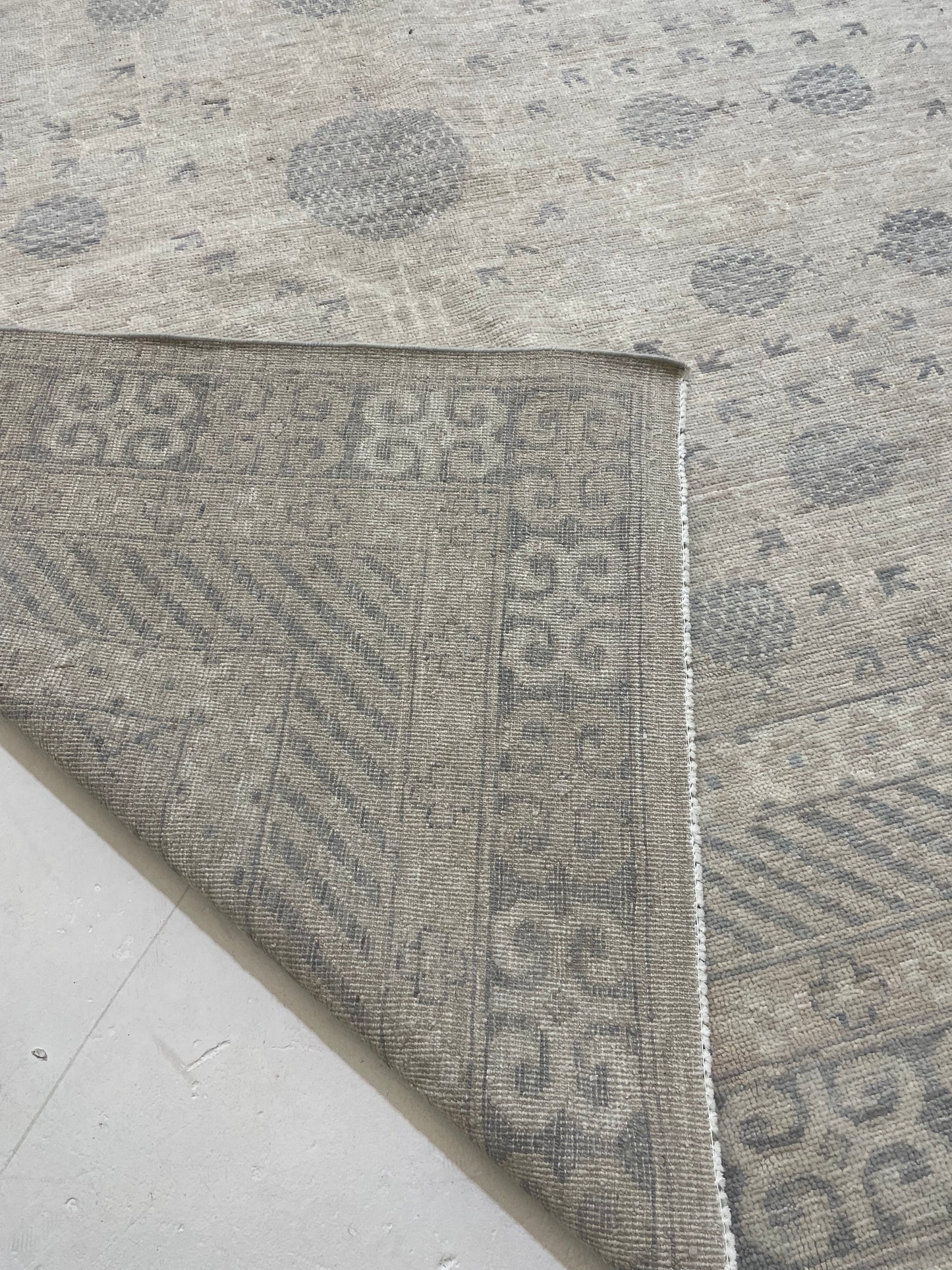 Hand-Knotted Wool Rug Afghani Khotan 9'7" x 11'8"