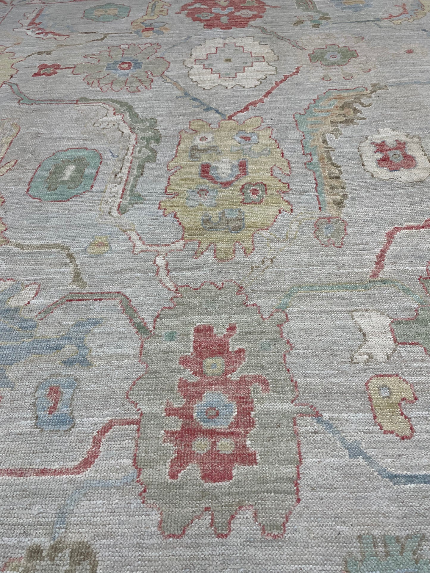Hand-Knotted Wool Rug Turkish Oushak 9' x 11'7"