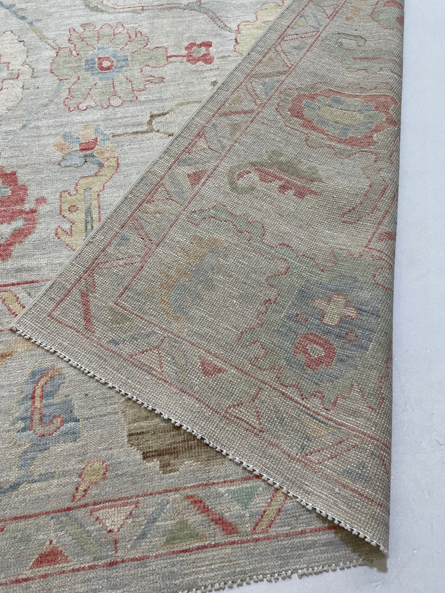 Hand-Knotted Wool Rug Turkish Oushak 9' x 11'7"