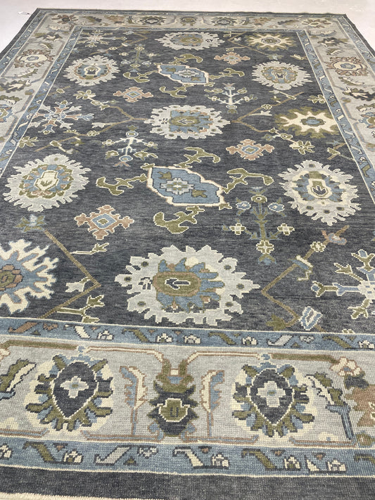 Hand-Knotted Wool Rug Turkish Oushak 8'10" x 11'8"