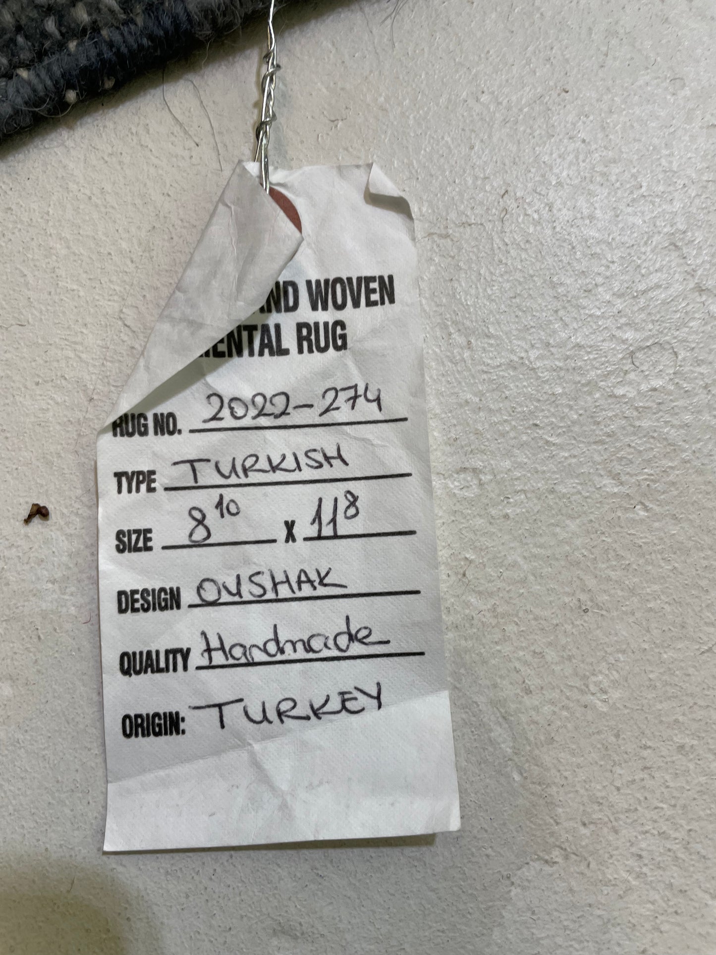 Hand-Knotted Wool Rug Turkish Oushak 8'10" x 11'8"