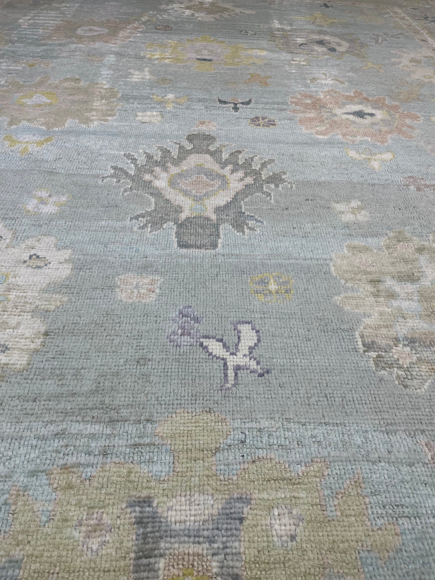 Hand-Knotted Wool Rug Turkish Oushak 9' x 11'11"