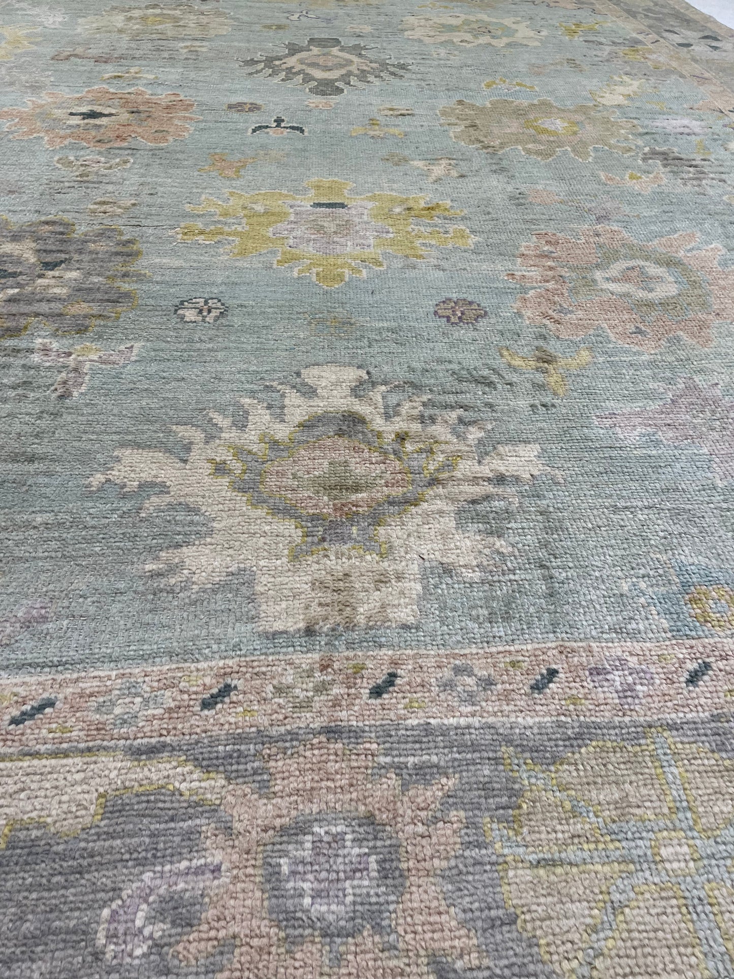 Hand-Knotted Wool Rug Turkish Oushak 9' x 11'11"