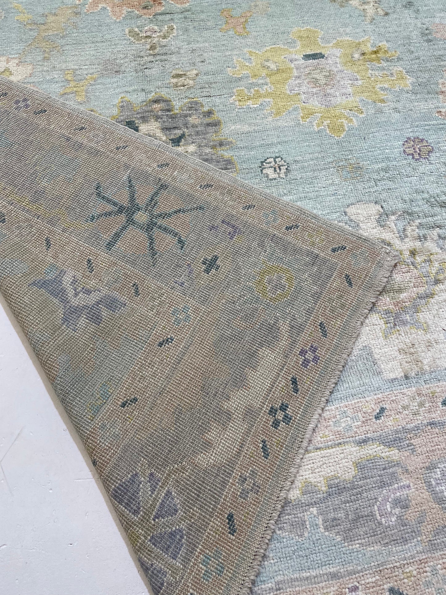 Hand-Knotted Wool Rug Turkish Oushak 9' x 11'11"