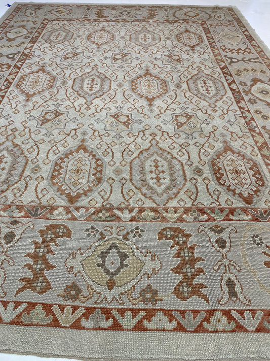 Hand-Knotted Wool Rug Turkish Oushak 9'4" x 12'6"