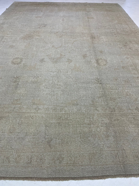 Hand-Knotted Wool Rug Turkish Oushak 9'2" x 13'6"