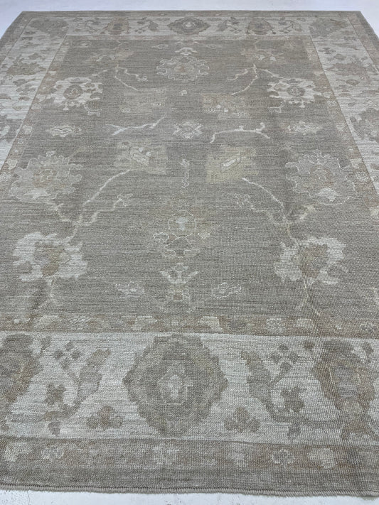 Hand-Knotted Wool Rug Turkish Oushak 8'3" x 9'11"