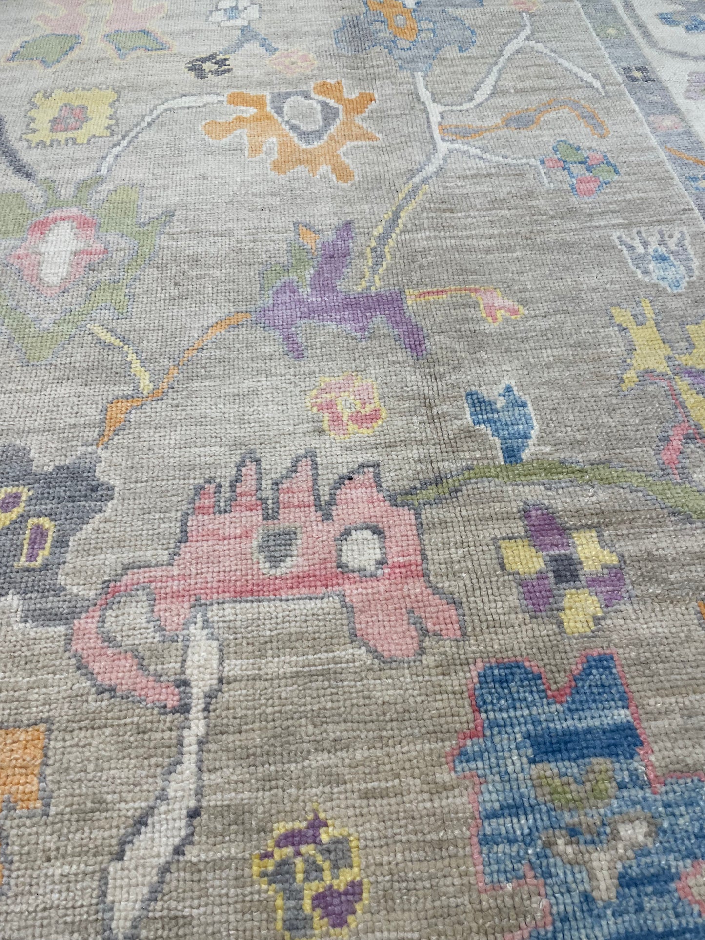 Hand-Knotted Wool Rug Turkish Oushak 9'2" x 12'8"