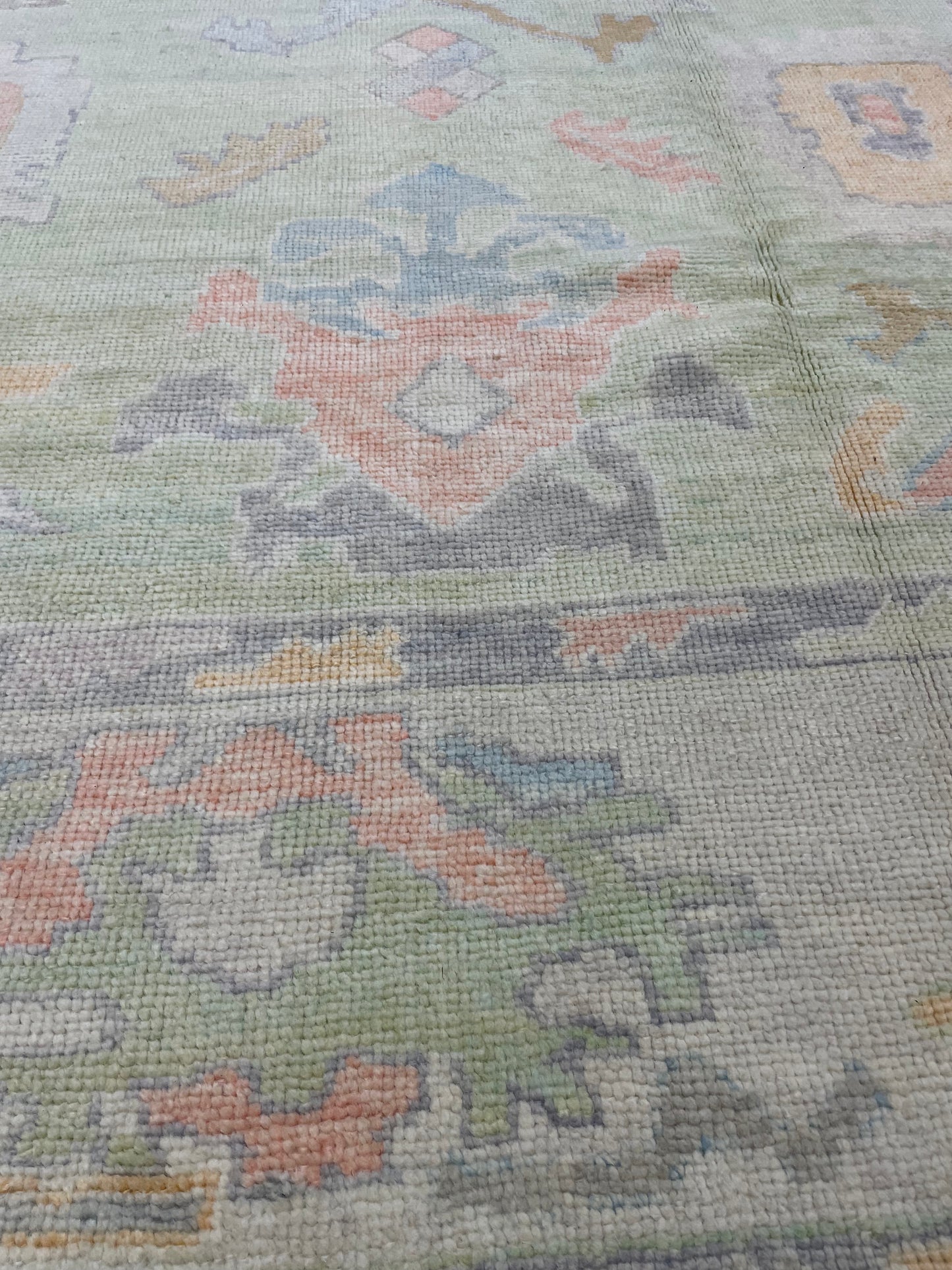 Hand-Knotted Wool Rug Turkish Oushak 8'2" x 9'9"