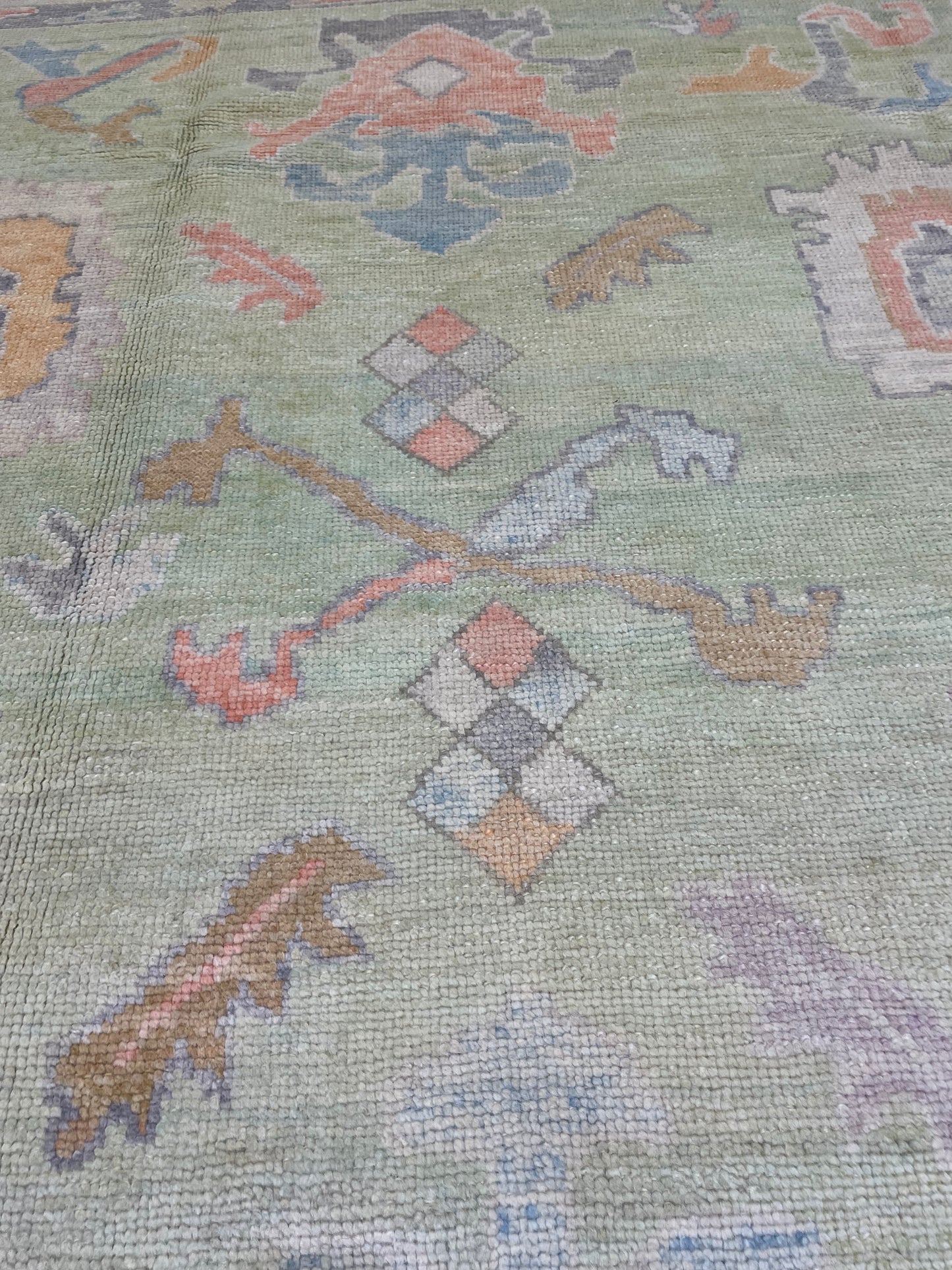 Hand-Knotted Wool Rug Turkish Oushak 8'2" x 9'9"