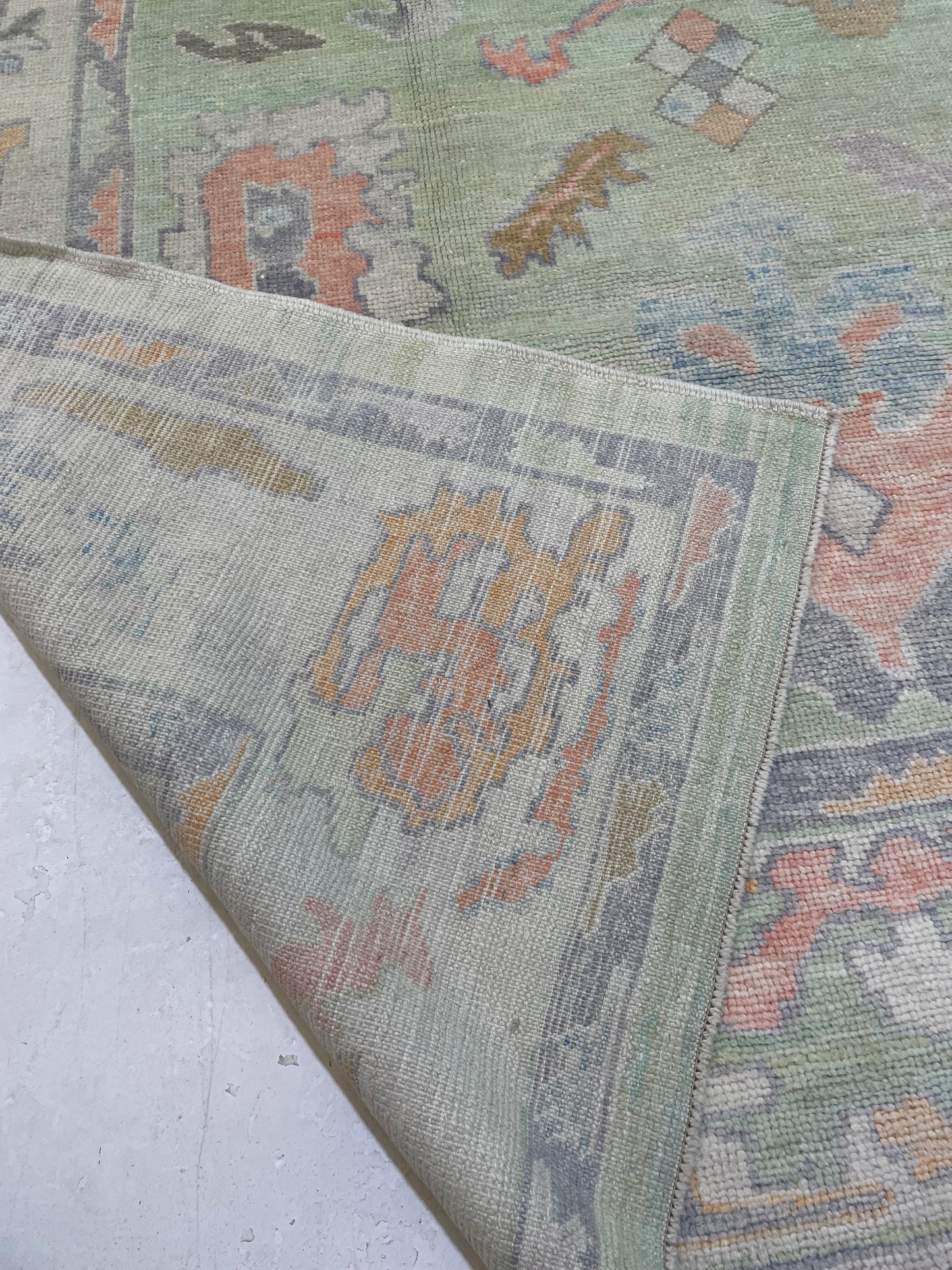 Hand-Knotted Wool Rug Turkish Oushak 8'2" x 9'9"