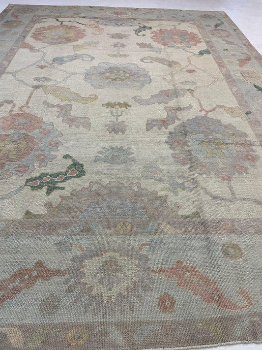 Hand-Knotted Wool Rug Turkish Oushak 9' x 12'2"