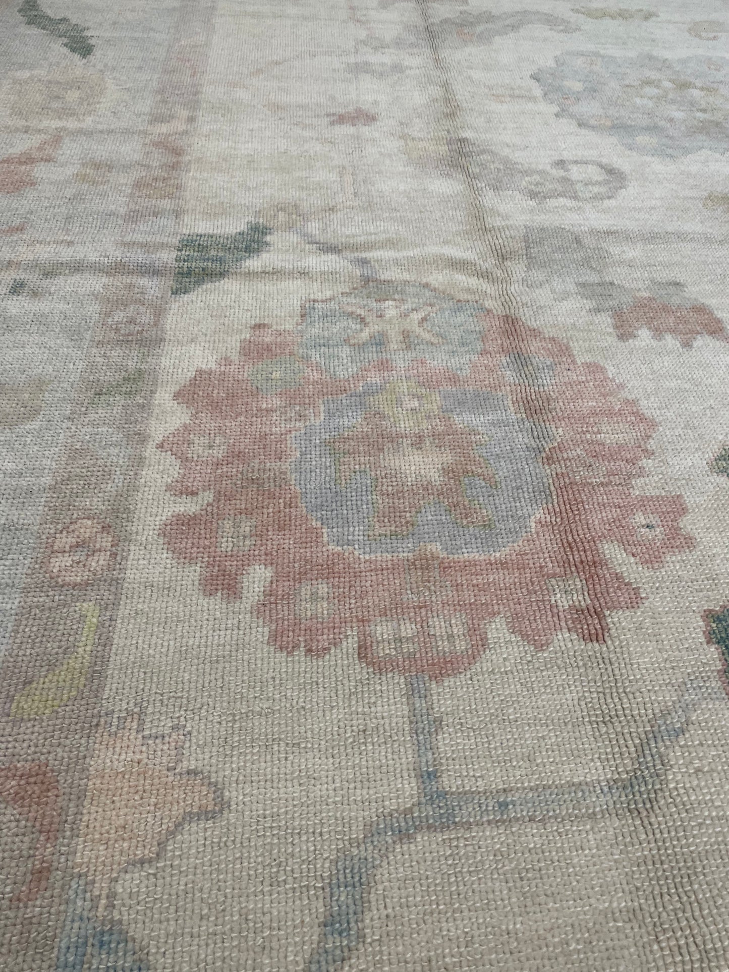 Hand-Knotted Wool Rug Turkish Oushak 9' x 12'2"