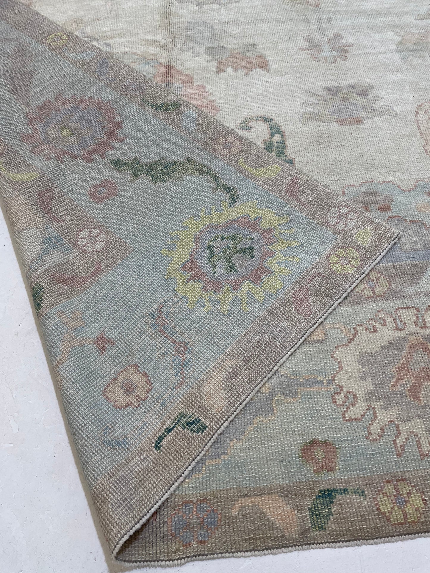 Hand-Knotted Wool Rug Turkish Oushak 9' x 12'2"