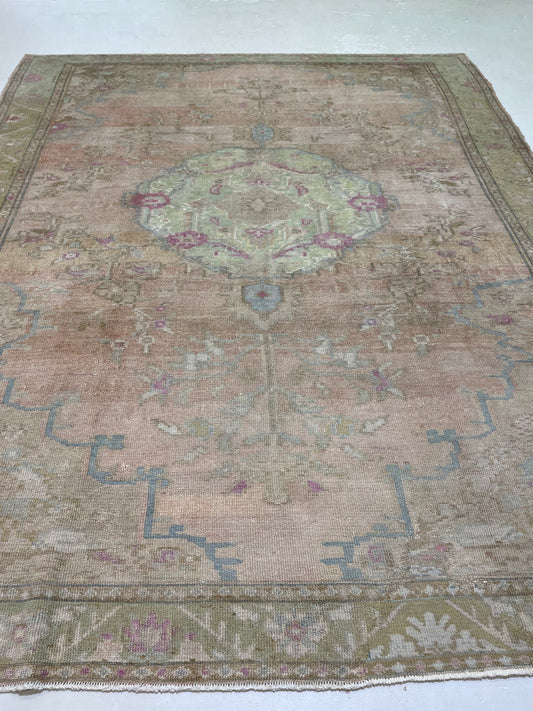 Hand-Knotted Wool Rug Turkish Oushak 8'3" x 10'8"