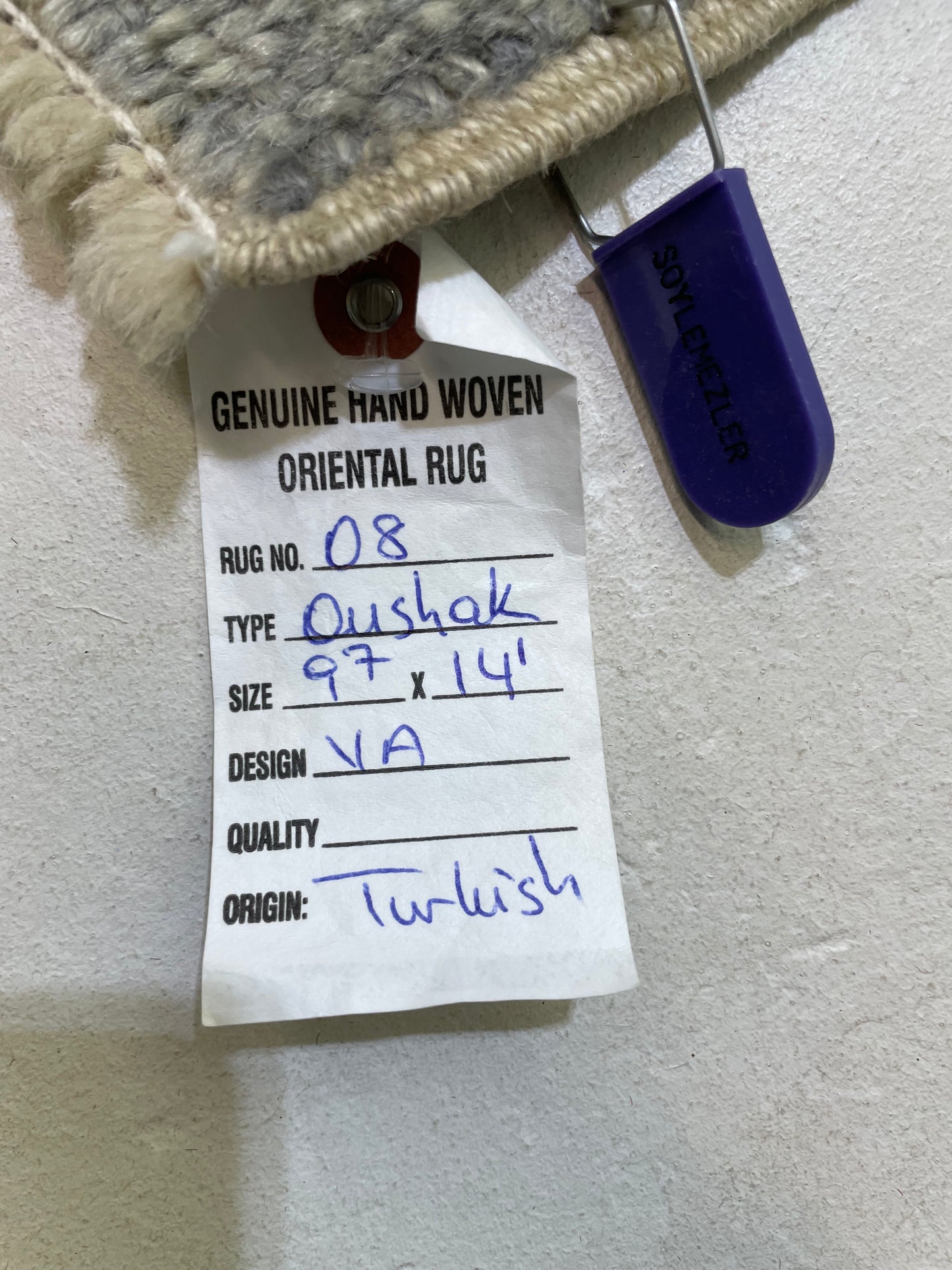 Hand-Knotted Wool Rug Turkish Oushak 9'7" x 14'1"