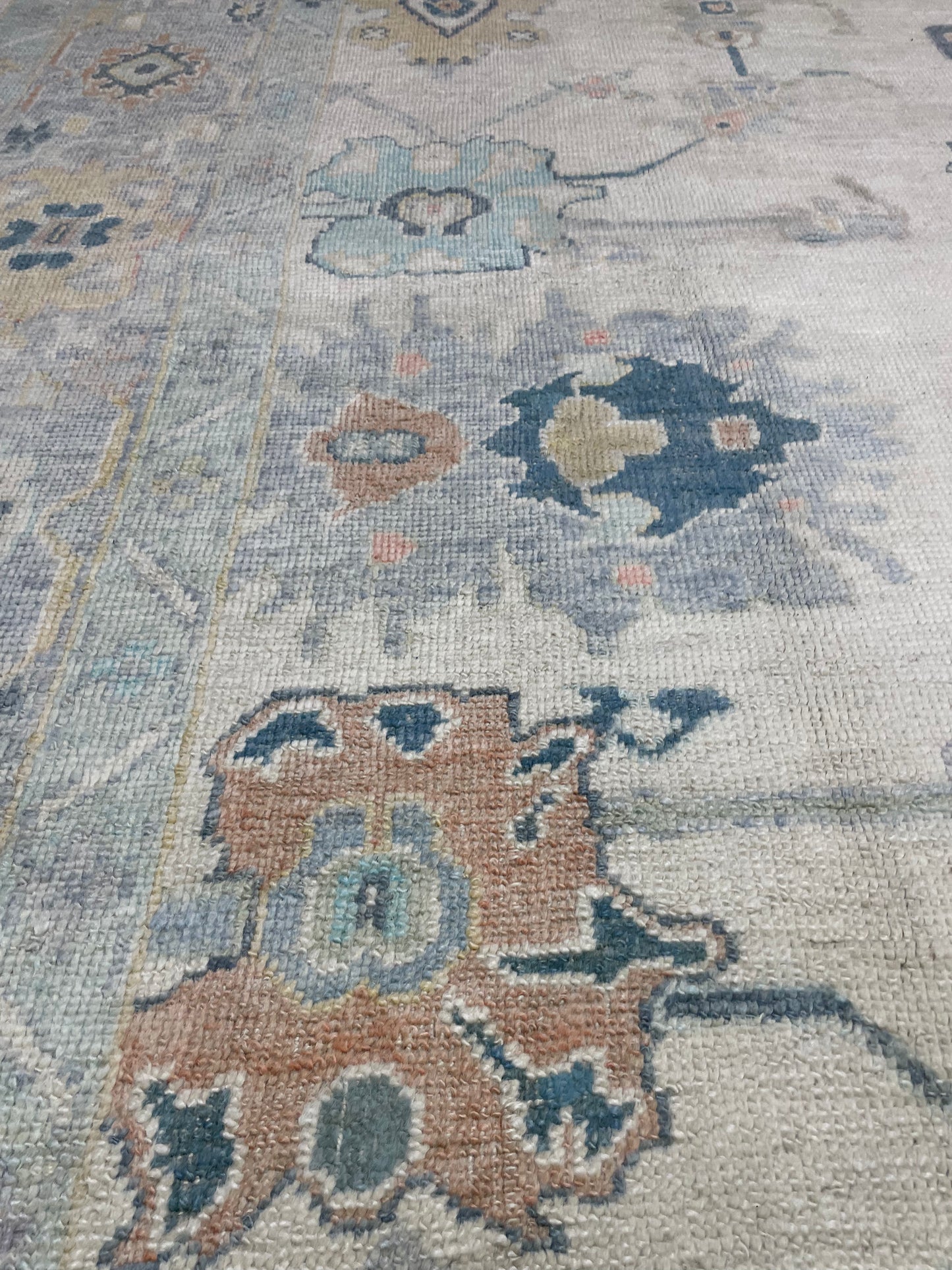 Hand-Knotted Wool Rug Turkish Oushak 9'10" x 14'7"