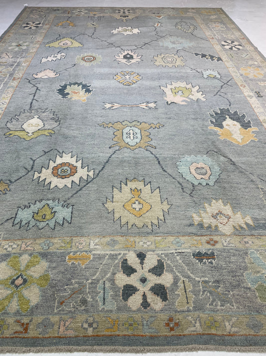 Hand-Knotted Wool Rug Turkish Oushak 9'10" x 14'7"