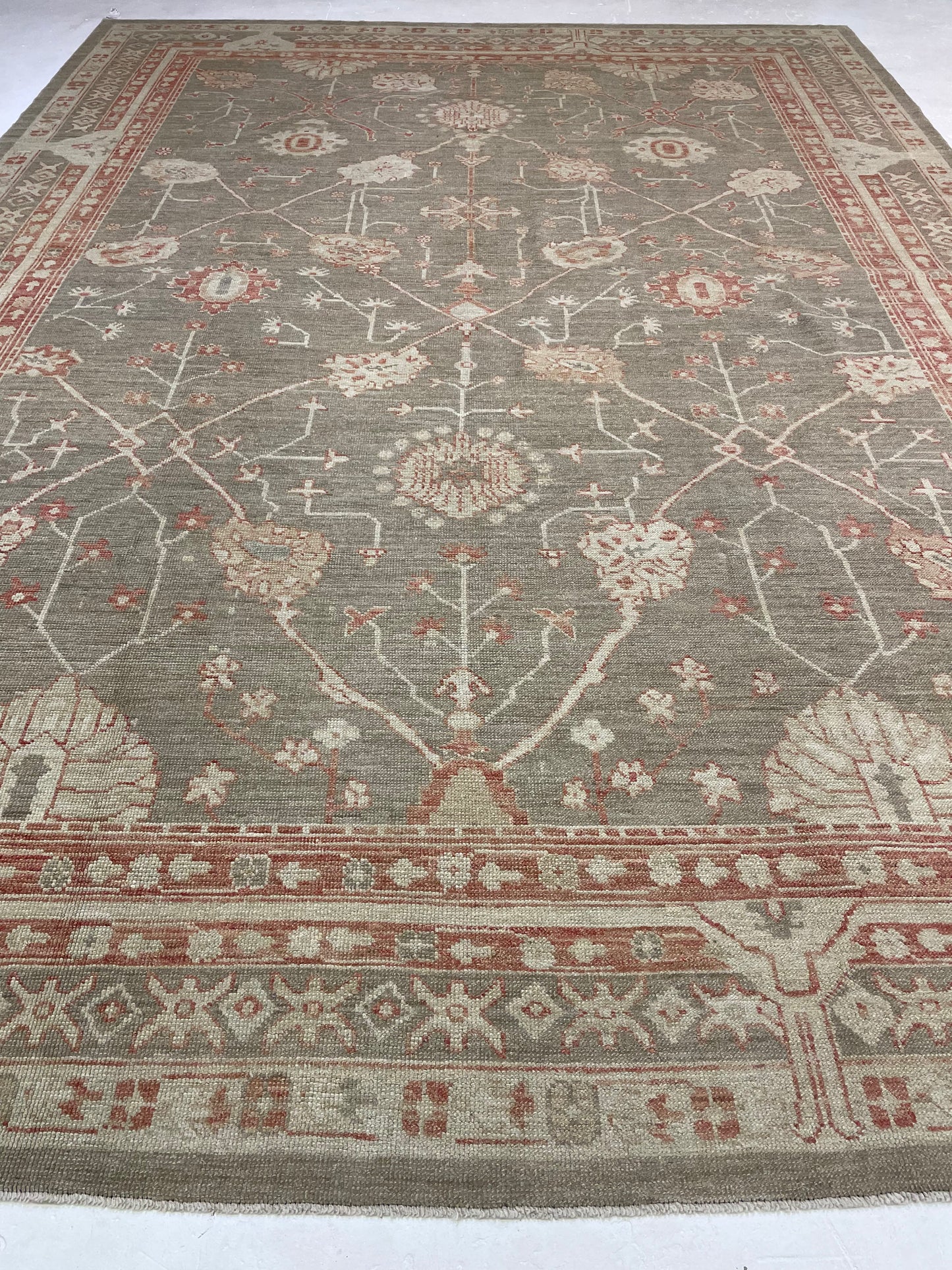 Hand-Knotted Wool Rug Turkish Oushak 10'4" x 14'5"