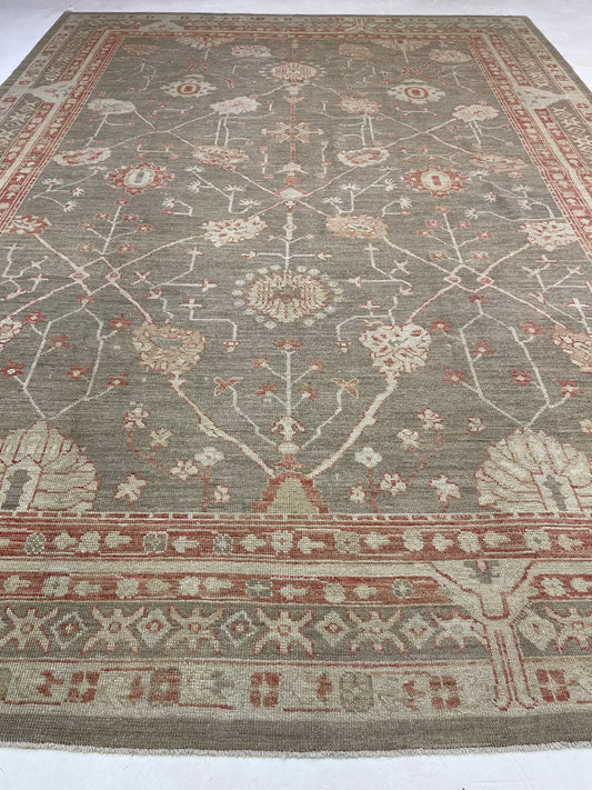 Hand-Knotted Wool Rug Turkish Oushak 10'4" x 14'5"