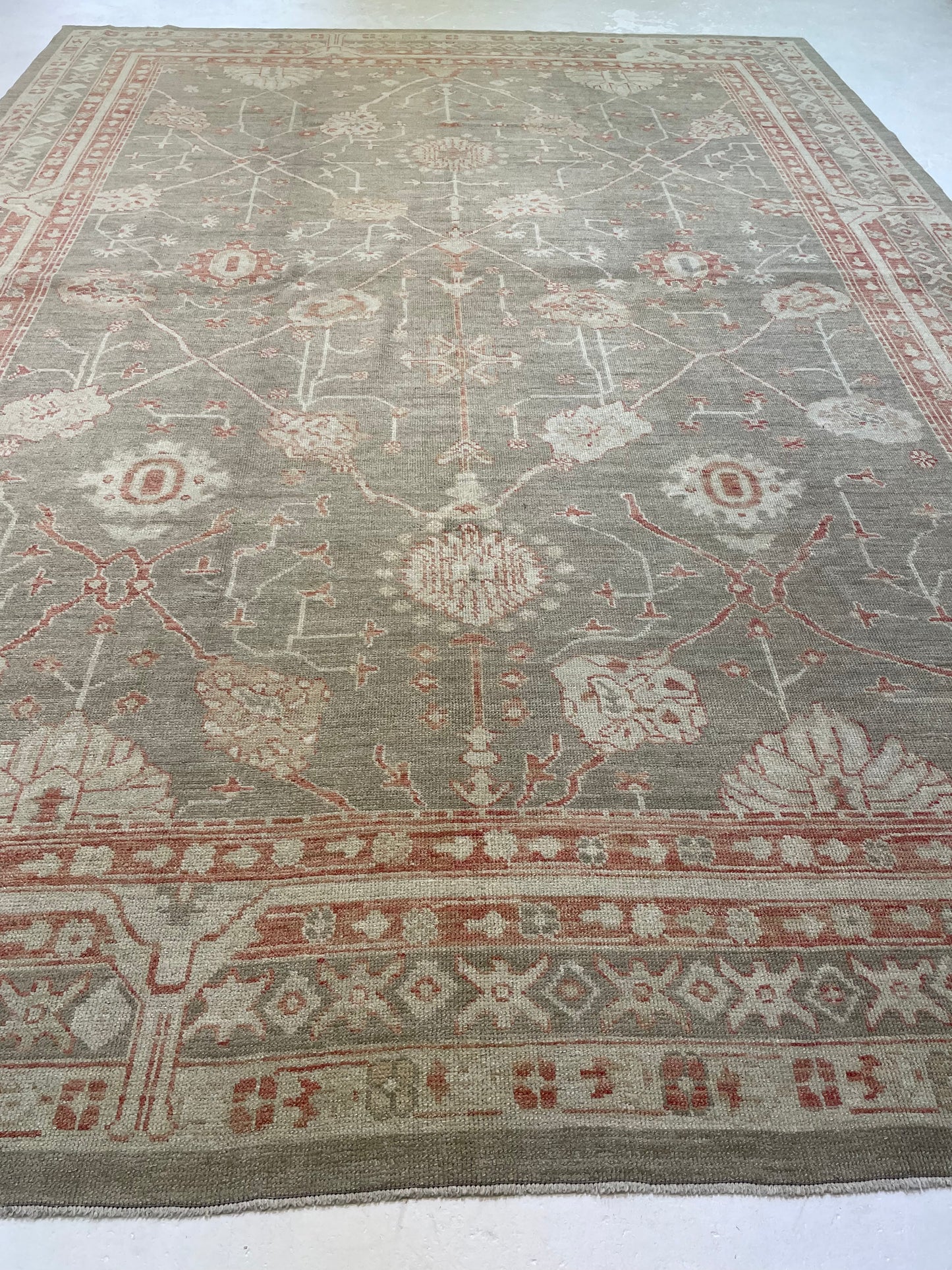 Hand-Knotted Wool Rug Turkish Oushak 10'4" x 14'5"
