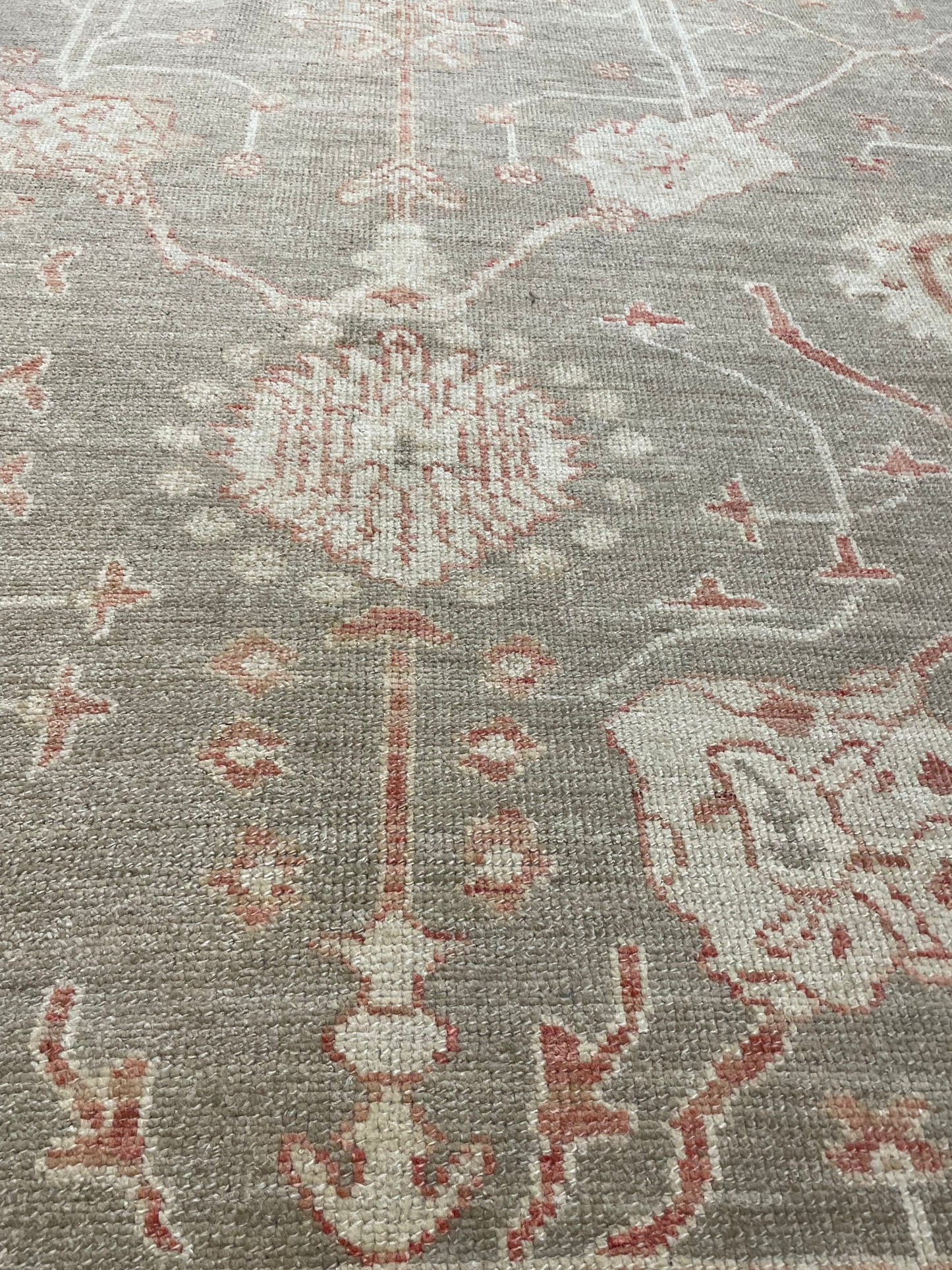 Hand-Knotted Wool Rug Turkish Oushak 10'4" x 14'5"